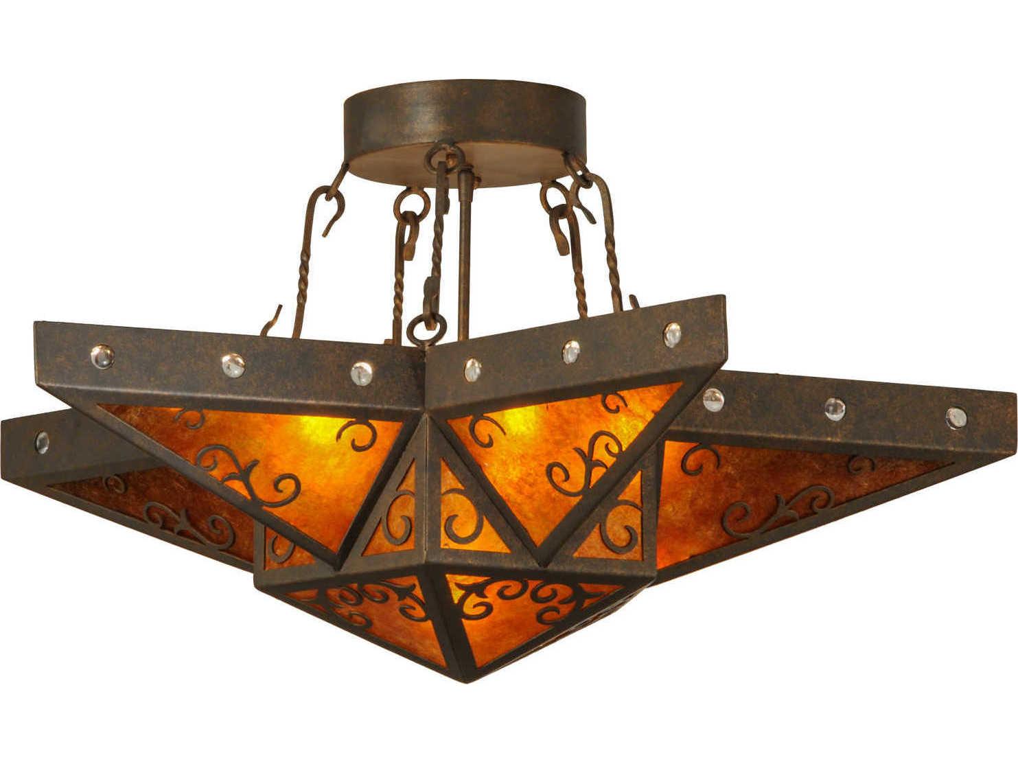 Meyda Mission 6-Light Brown Semi Flush Mount