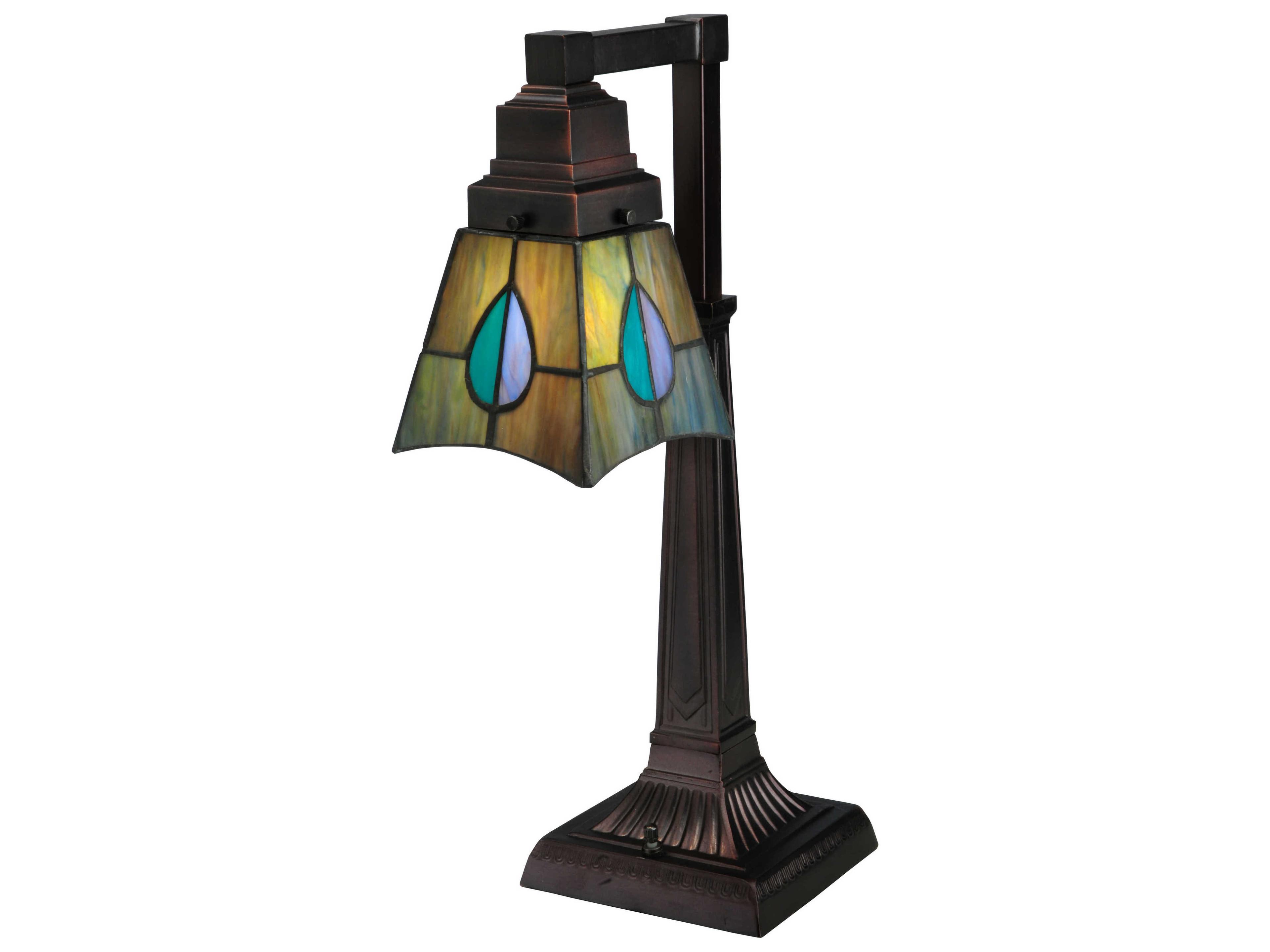 Meyda Mackintosh Leaf Bronze Tiffany Table Lamp