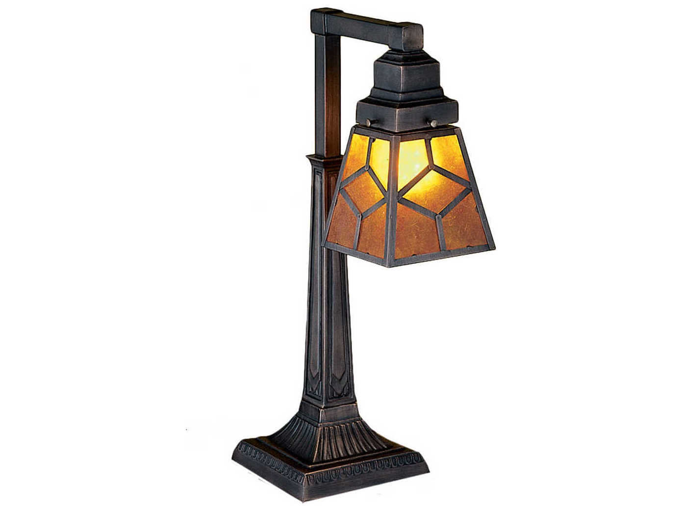 Meyda Diamond Mission Amber Mica Bronze Glass Table Lamp