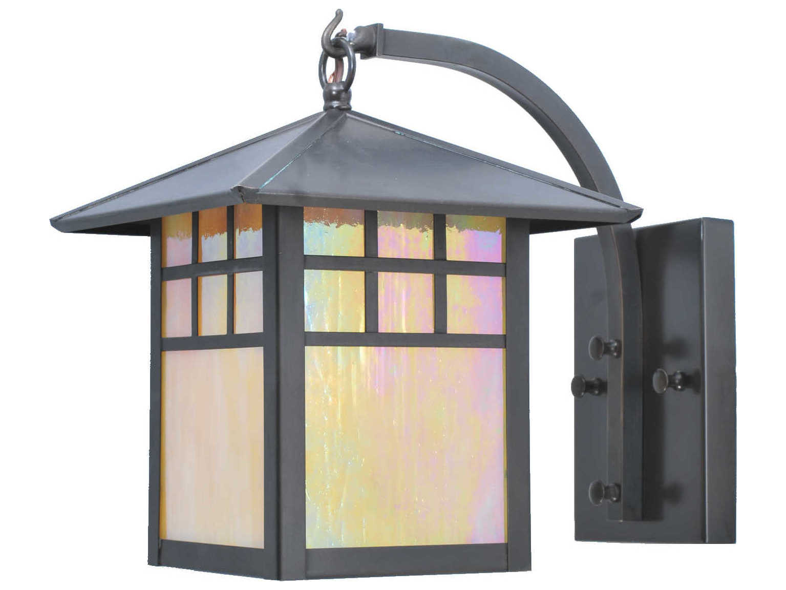 Meyda Seneca Window Pane Curved Arm Outdoor Wall Light