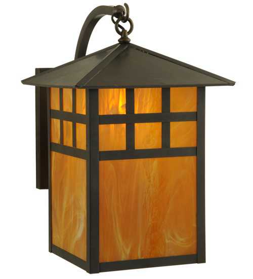 Meyda Seneca Window Pane Curved Arm Outdoor Wall Light