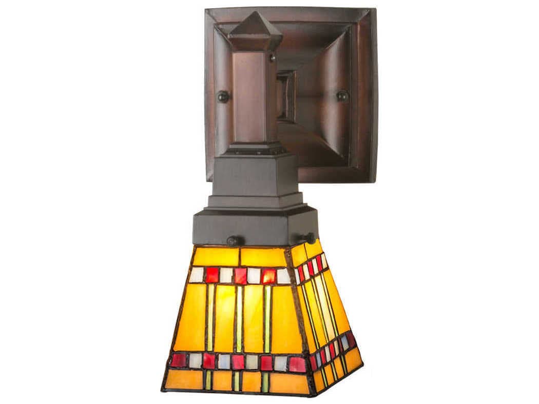 Meyda Prairie Corn 1-Light Bronze Tiffany Wall Sconce