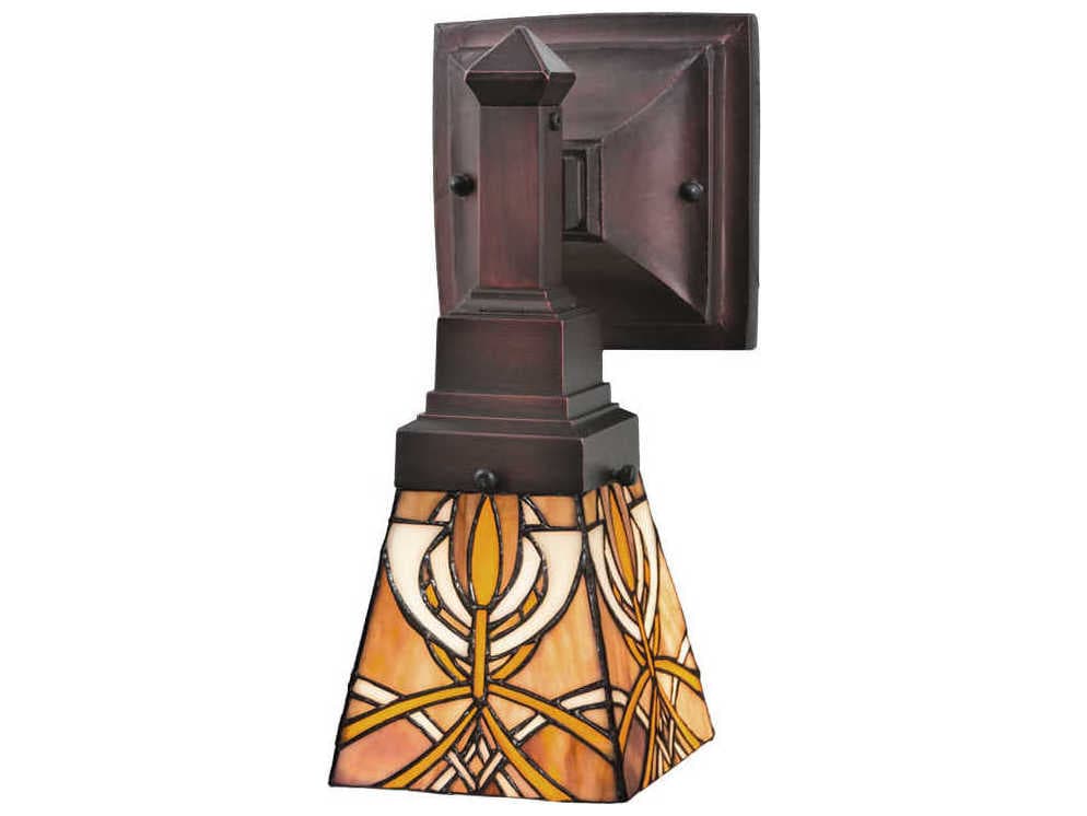 Meyda Mission 1-Light Bronze Tiffany Wall Sconce