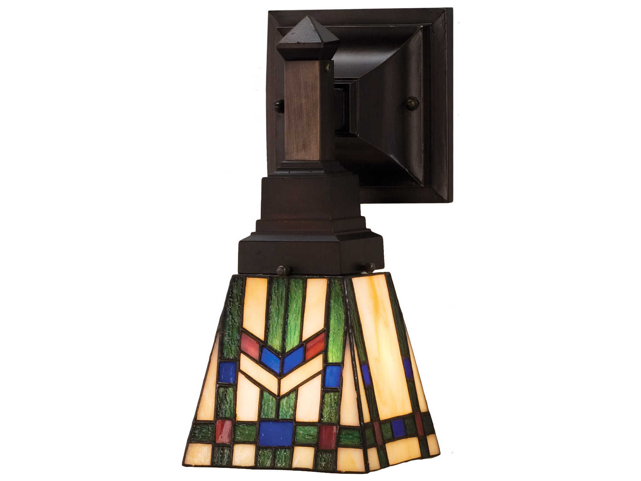 Meyda Mission 1-Light Bronze Tiffany Wall Sconce