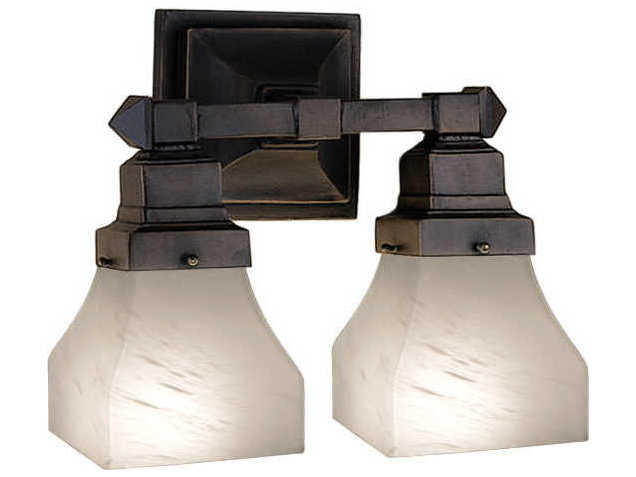 Meyda Mission 2-Light Bronze Glass Wall Sconce