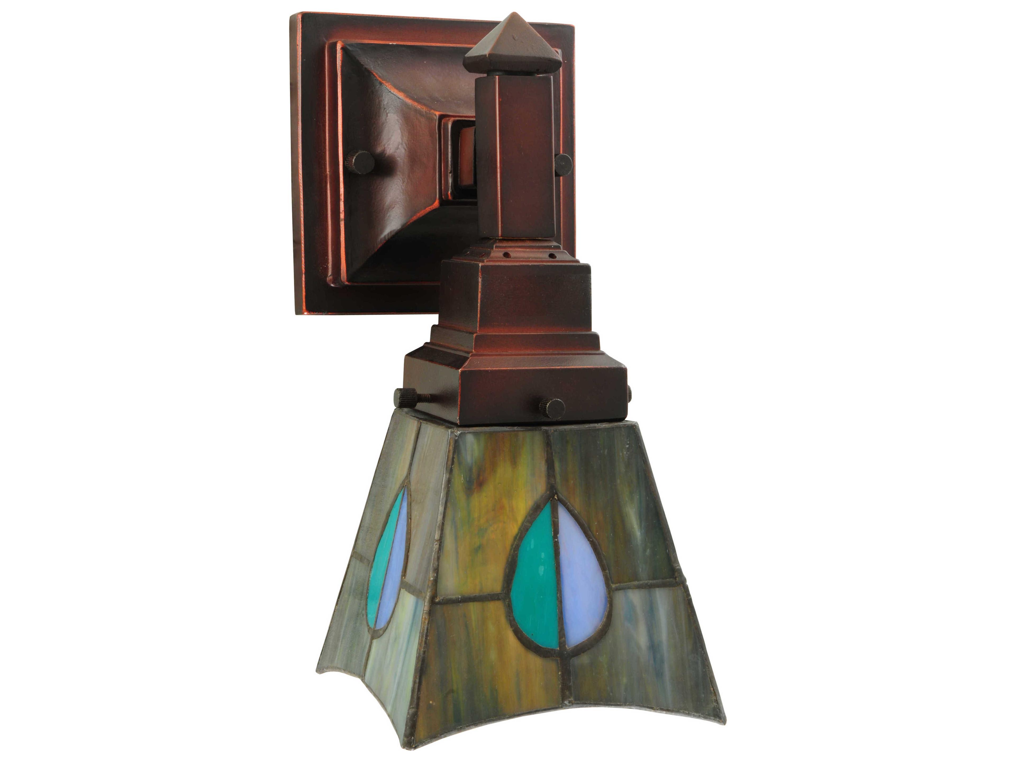 Meyda Mission 1-Light Bronze Glass Wall Sconce