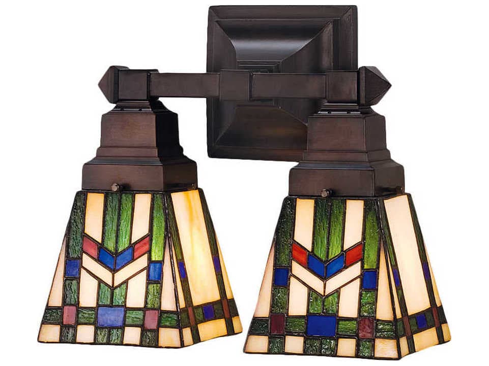 Meyda Mission 2-Light Brown Tiffany Wall Sconce