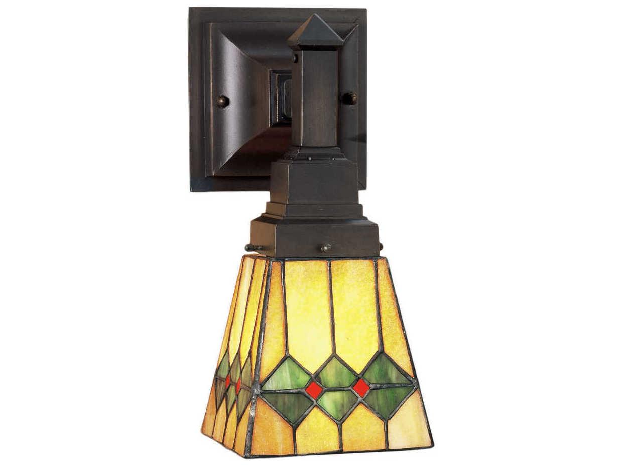 Meyda Mission 1-Light Bronze Glass Wall Sconce