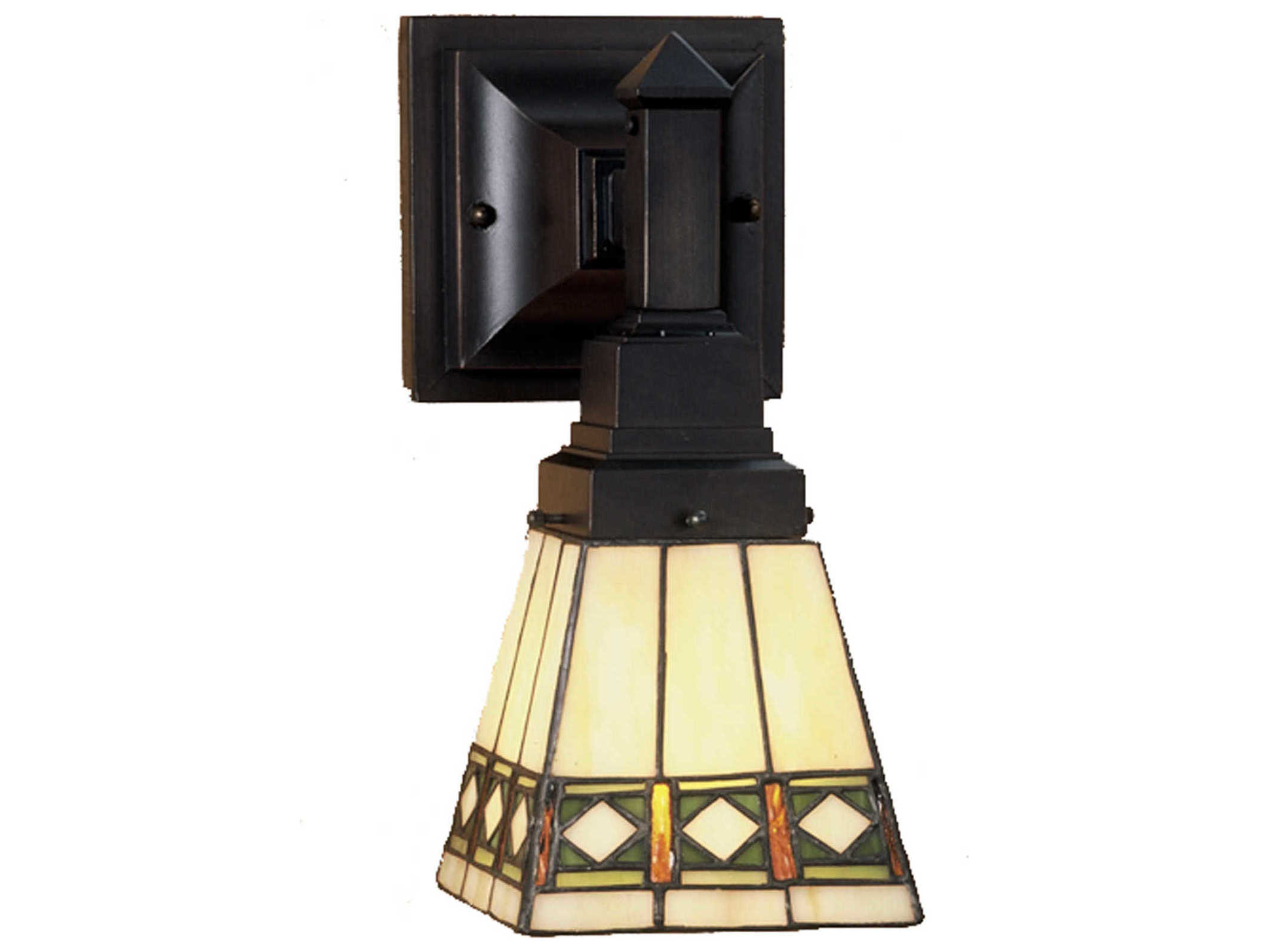 Meyda Mission 1-Light Bronze Tiffany Wall Sconce