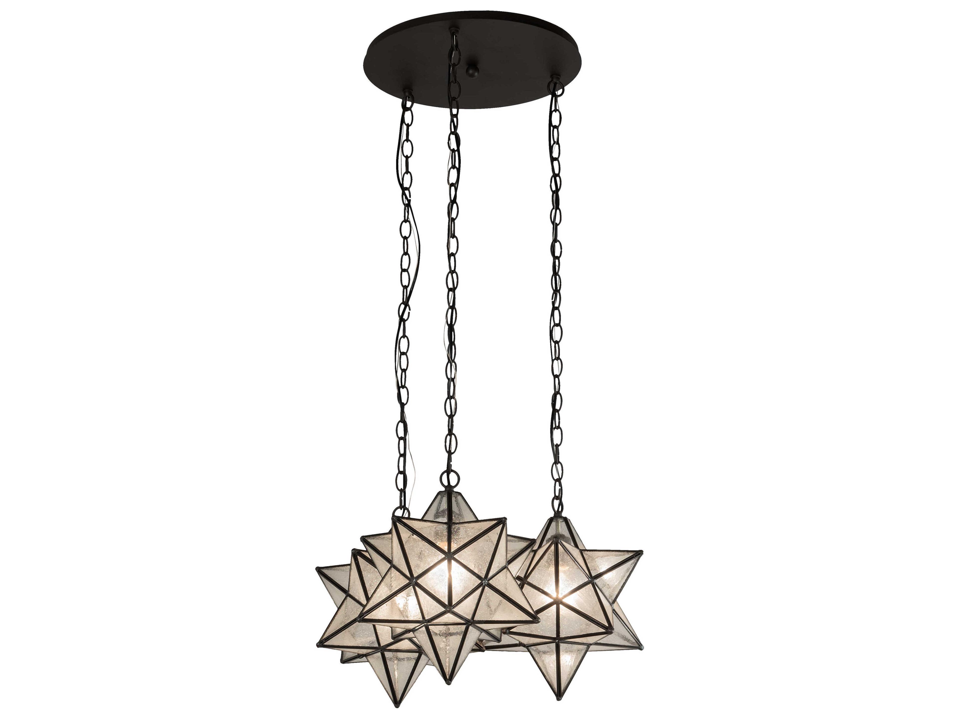 Meyda Moravian Star 3-Light Oil Rubbed Bronze Clear Glass Pendant