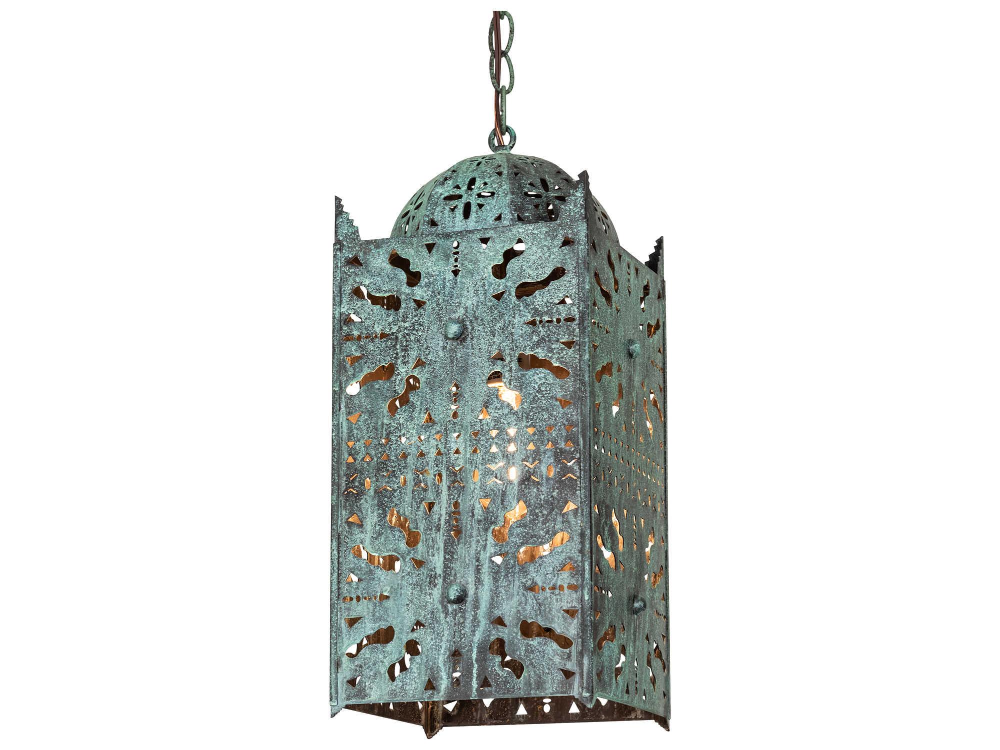 Meyda Moroccan 1-Light Verdigris Green Lantern Mini Pendant