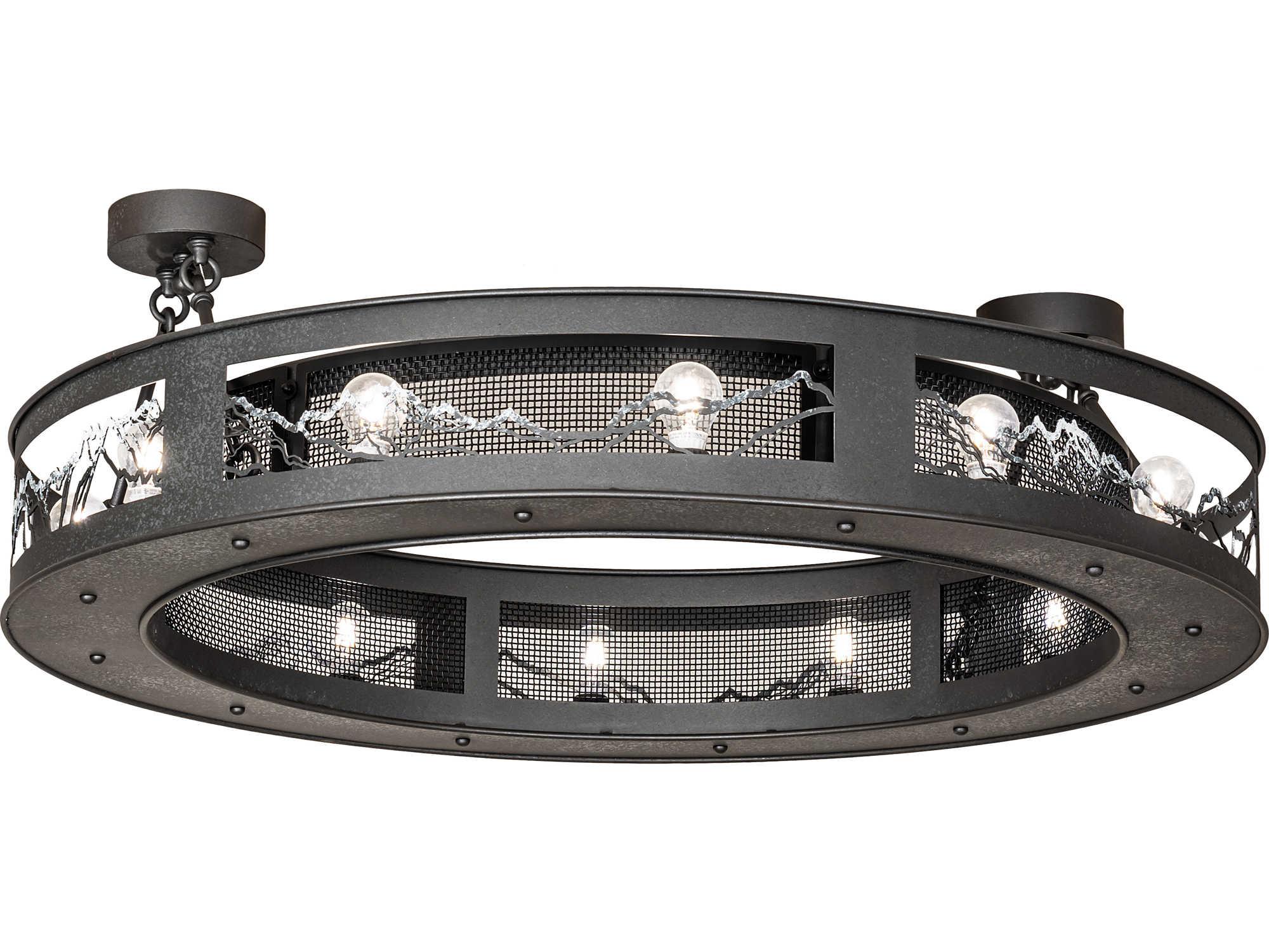 Meyda Mountain Range 12-Light Black LED Drum Semi Flush Mount