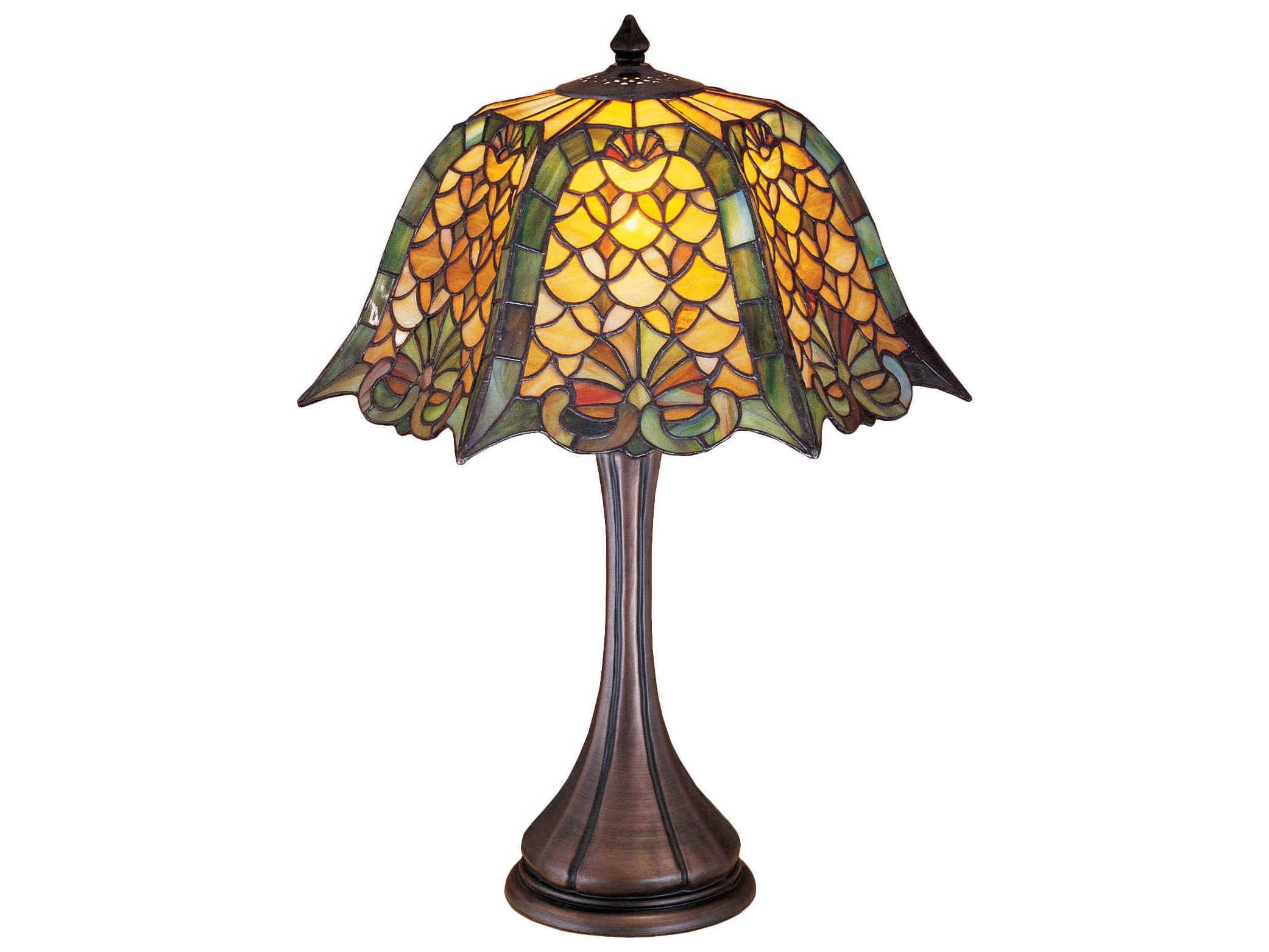 Meyda Duffner & Kimberly Shell Diamond Brown Tiffany Table Lamp