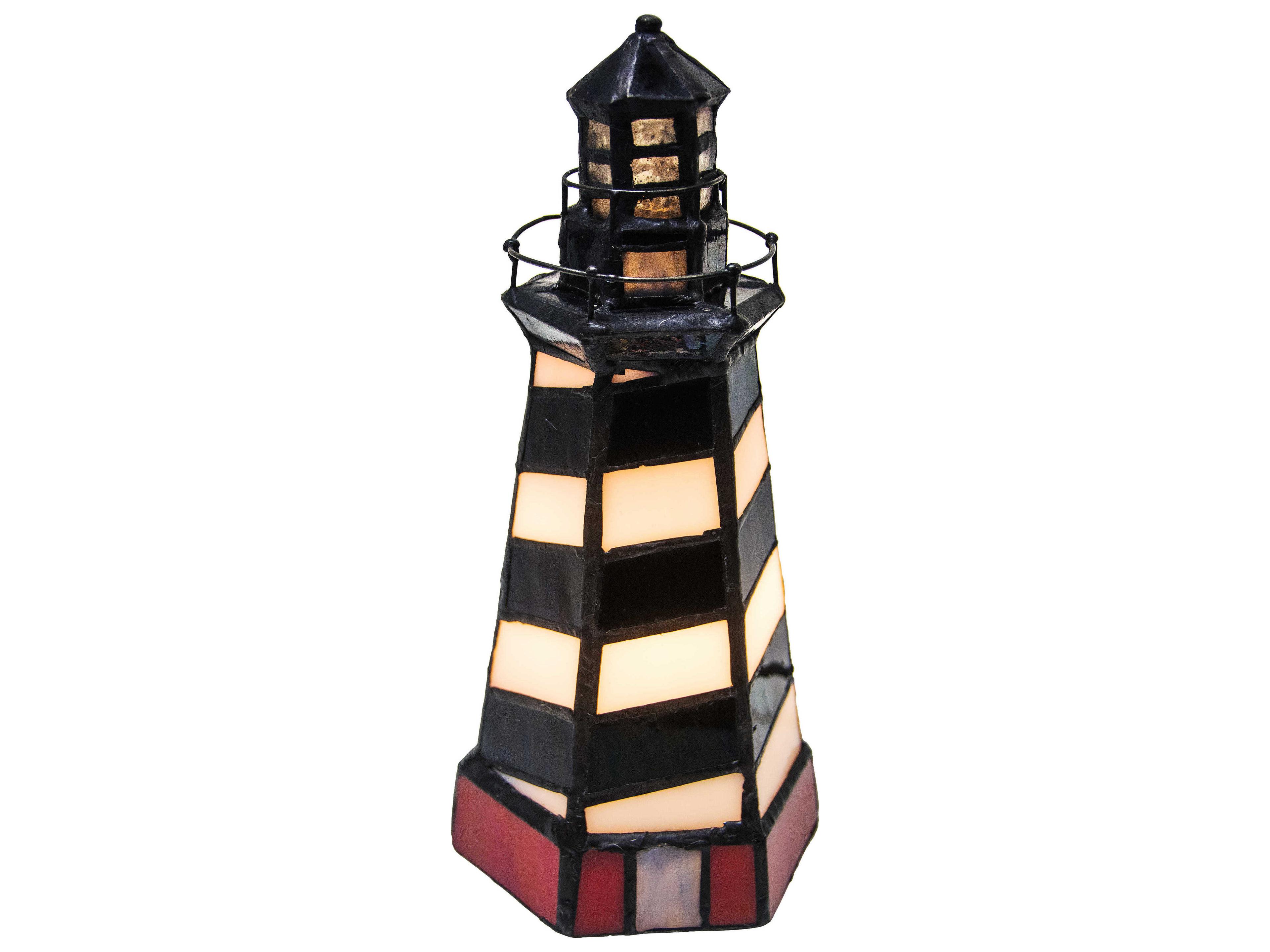 Meyda Cape Hatteras Lighthouse Accent Copper Tiffany Table Lamp