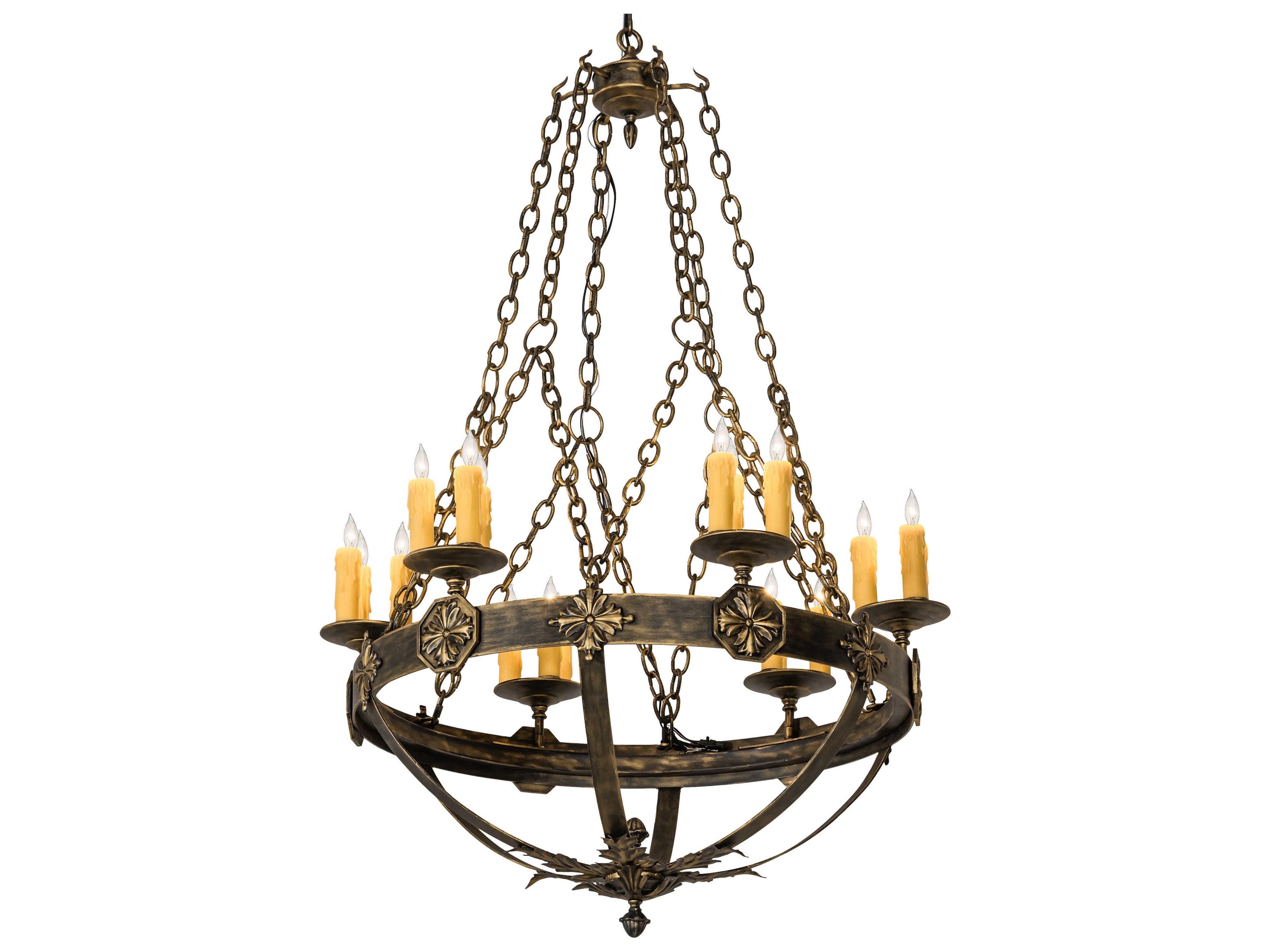 Meyda Neapolis 18-Light8-Light Textured Black Gold Highlight Candelabra Chandelier