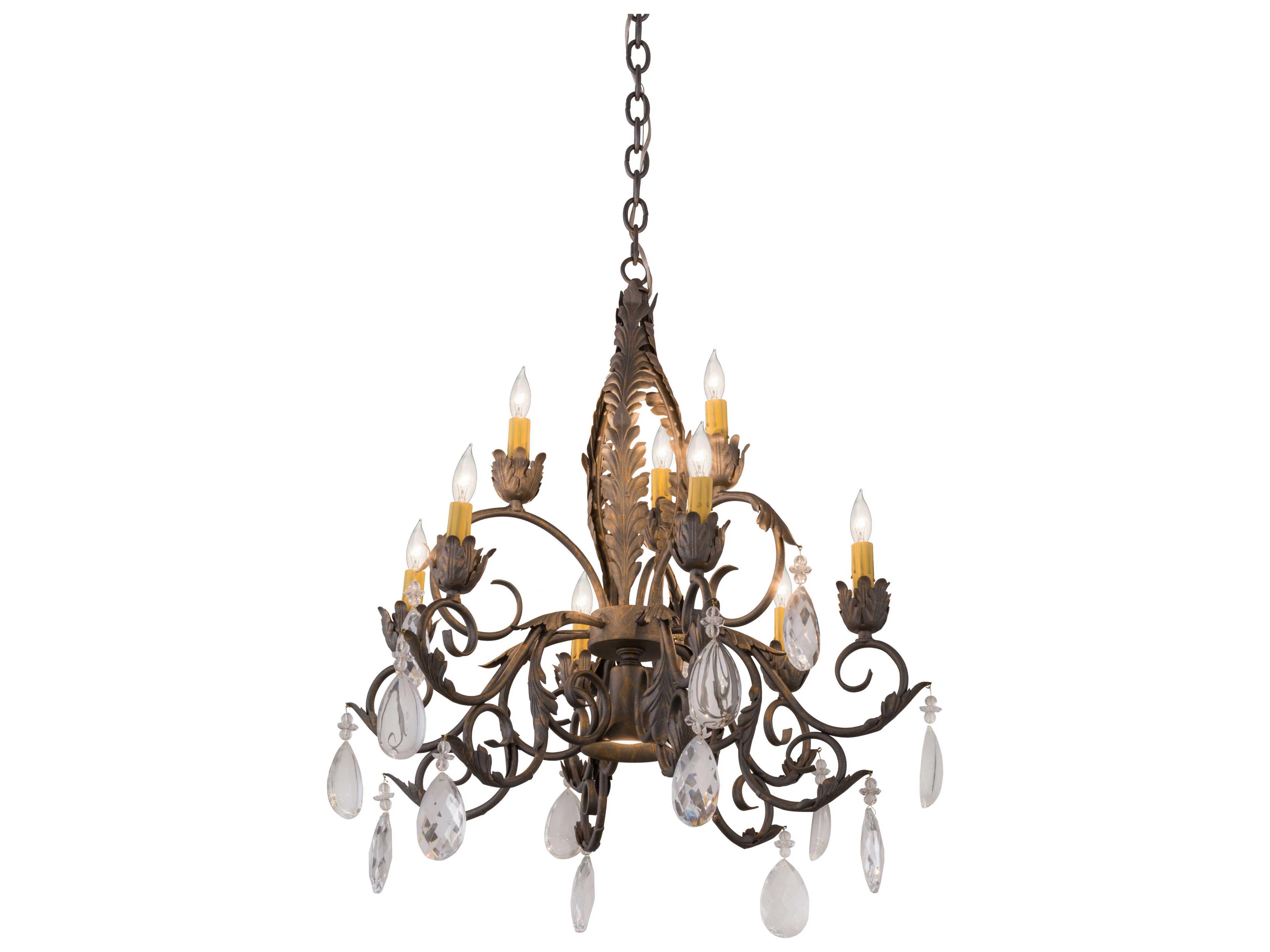 Meyda New Country French Bronze Crystal Candelabra Chandelier