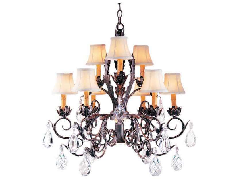 Meyda New Country French 10-Light Bronzed Crystal Off White Empire Chandelier