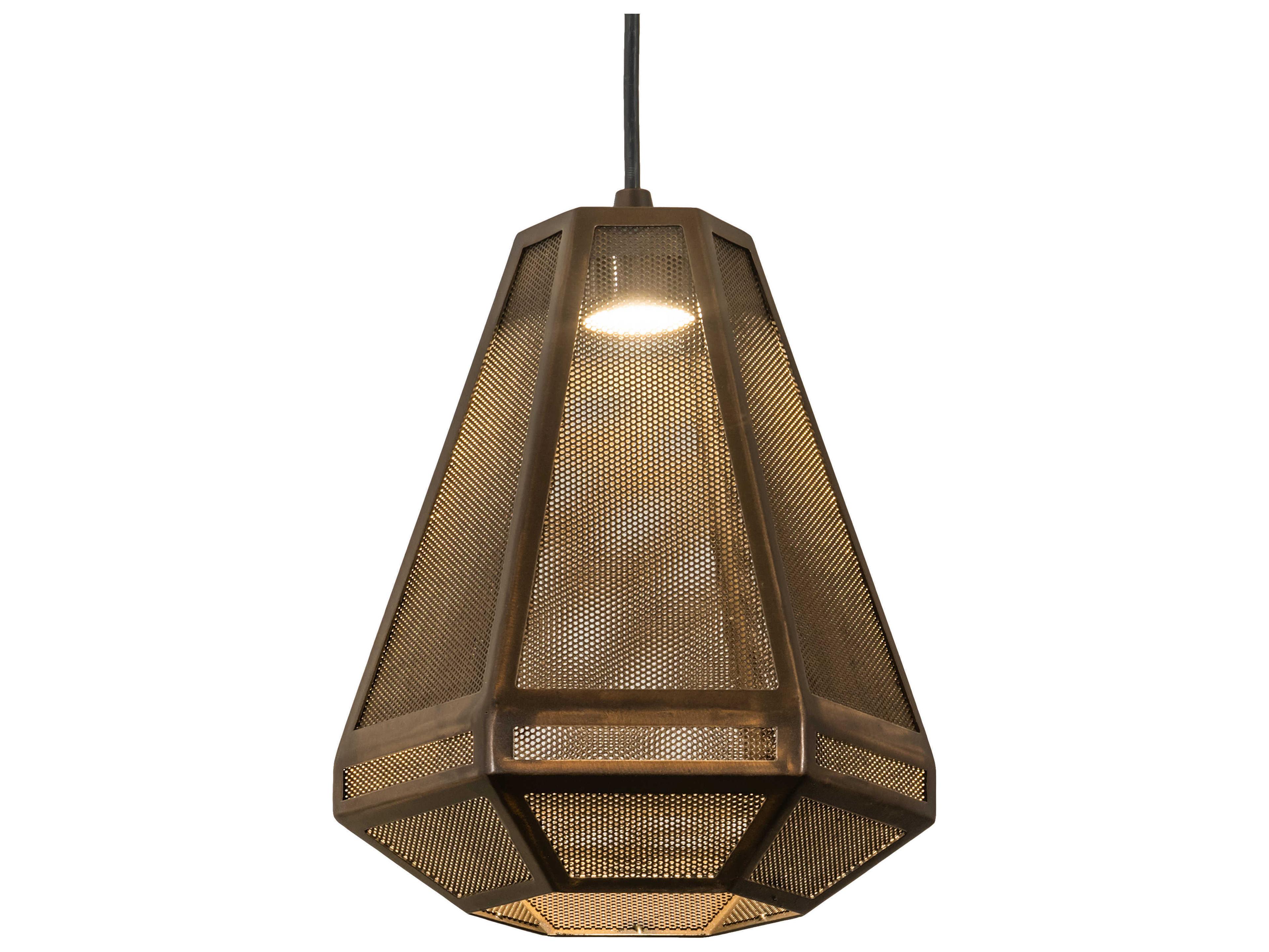 Meyda Nidos 1-Light Antique Copper LED Geometric Mini Pendant