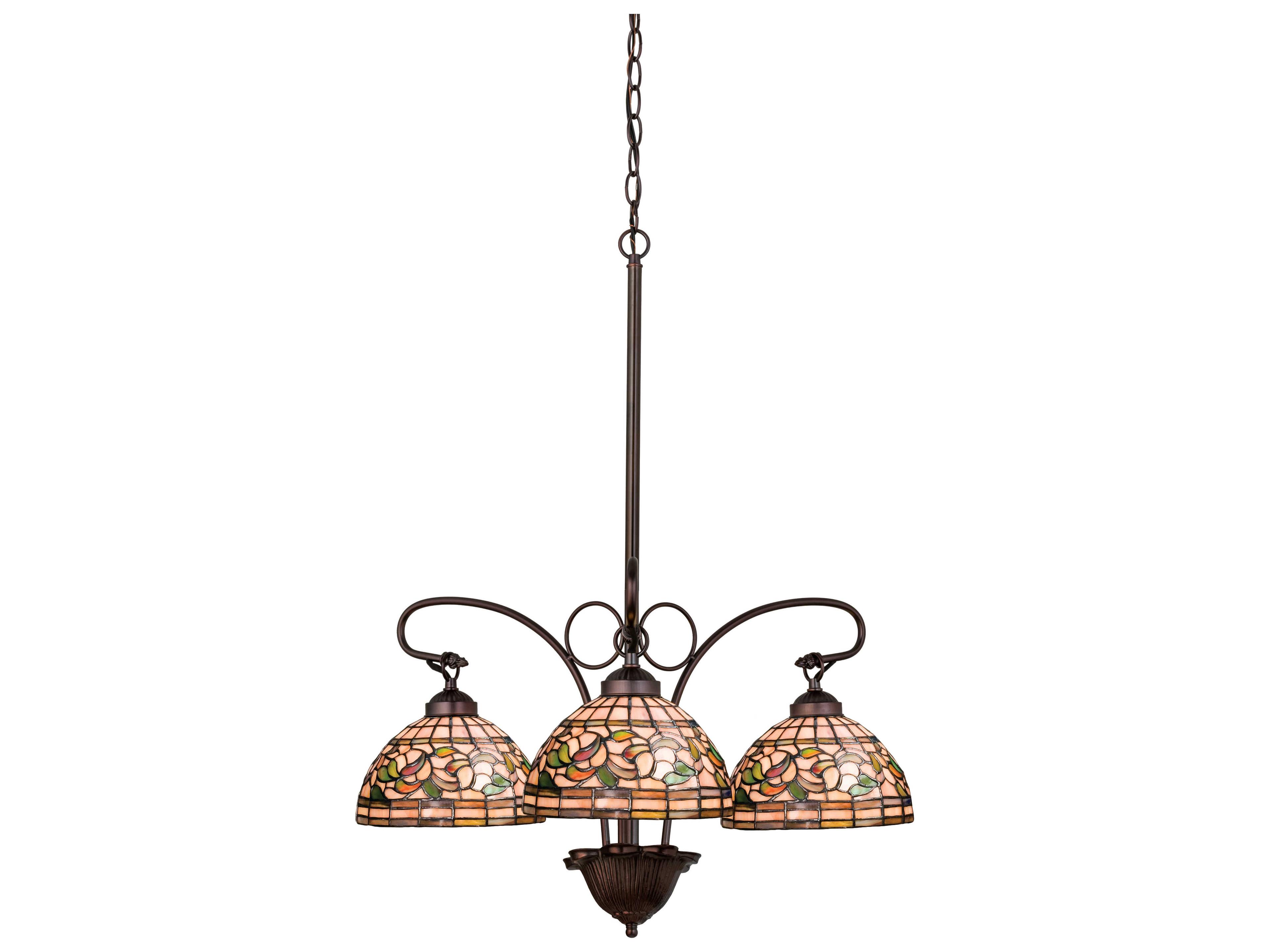 Meyda Nouveau 3-Light Bronze Tiffany Dome Chandelier