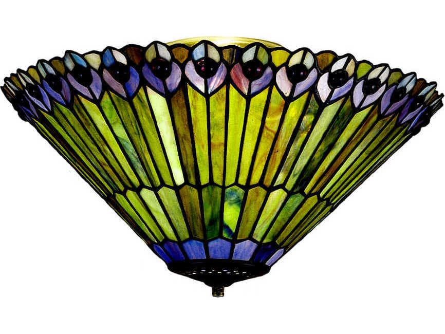 Meyda Tiffany Jeweled Peacock 3 - Light Fan Light Fixture
