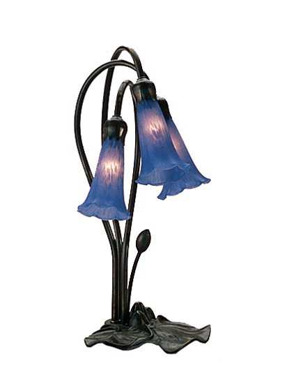 Meyda Pond Lily Blue Accent Black Tiffany Table Lamp