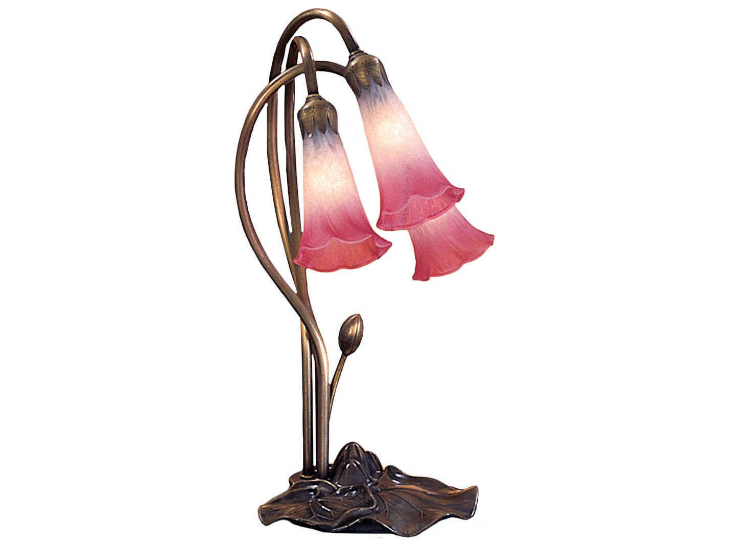 Meyda Pond Lily Pink & White Accent Bronze Tiffany Table Lamp