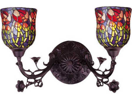 Meyda Nouveau 2-Light Bronze Tiffany Wall Sconce