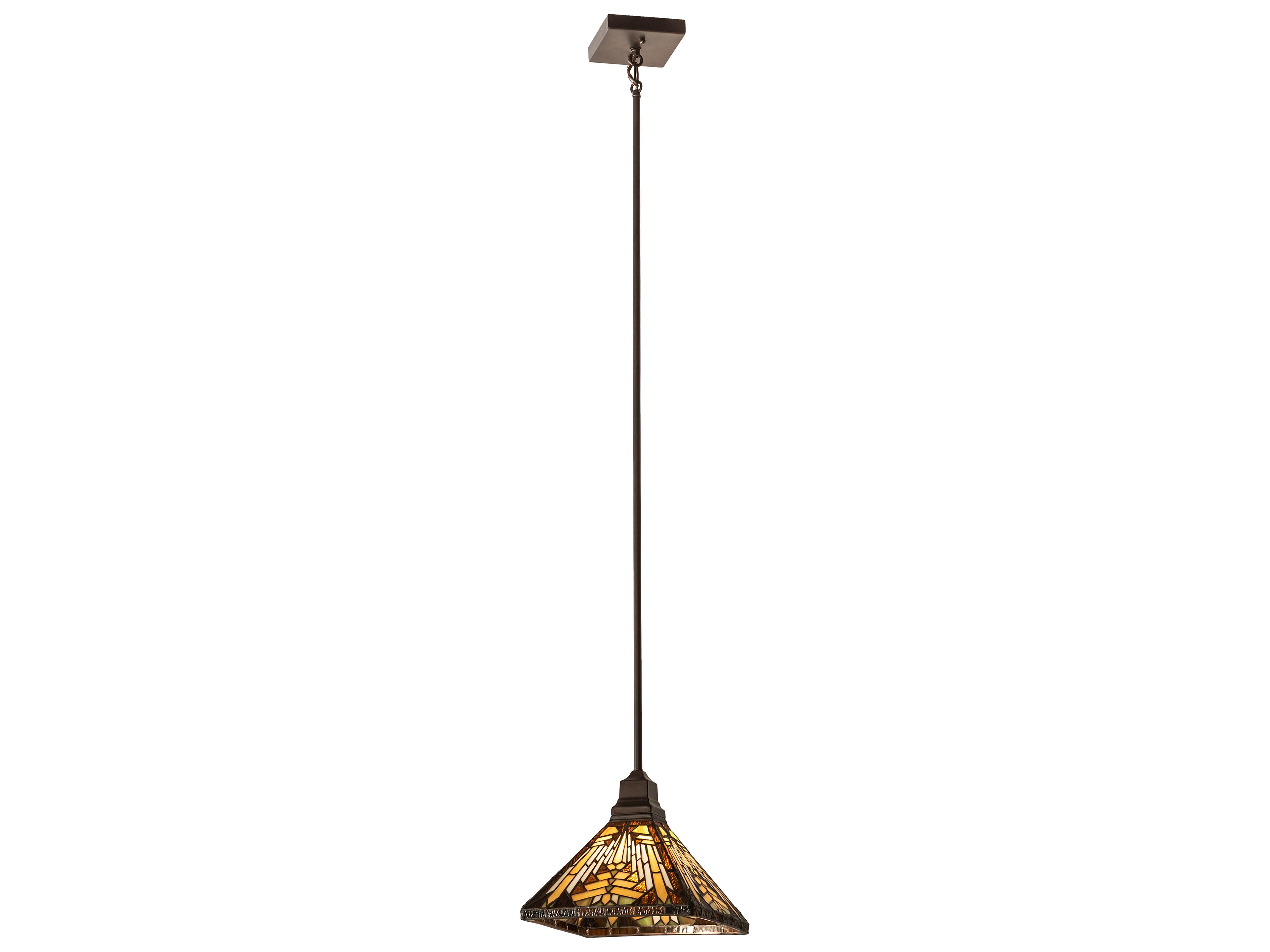 Meyda Nuevo Ii 1-Light Mahogany Bronze Brown Glass Tiffany Pendant