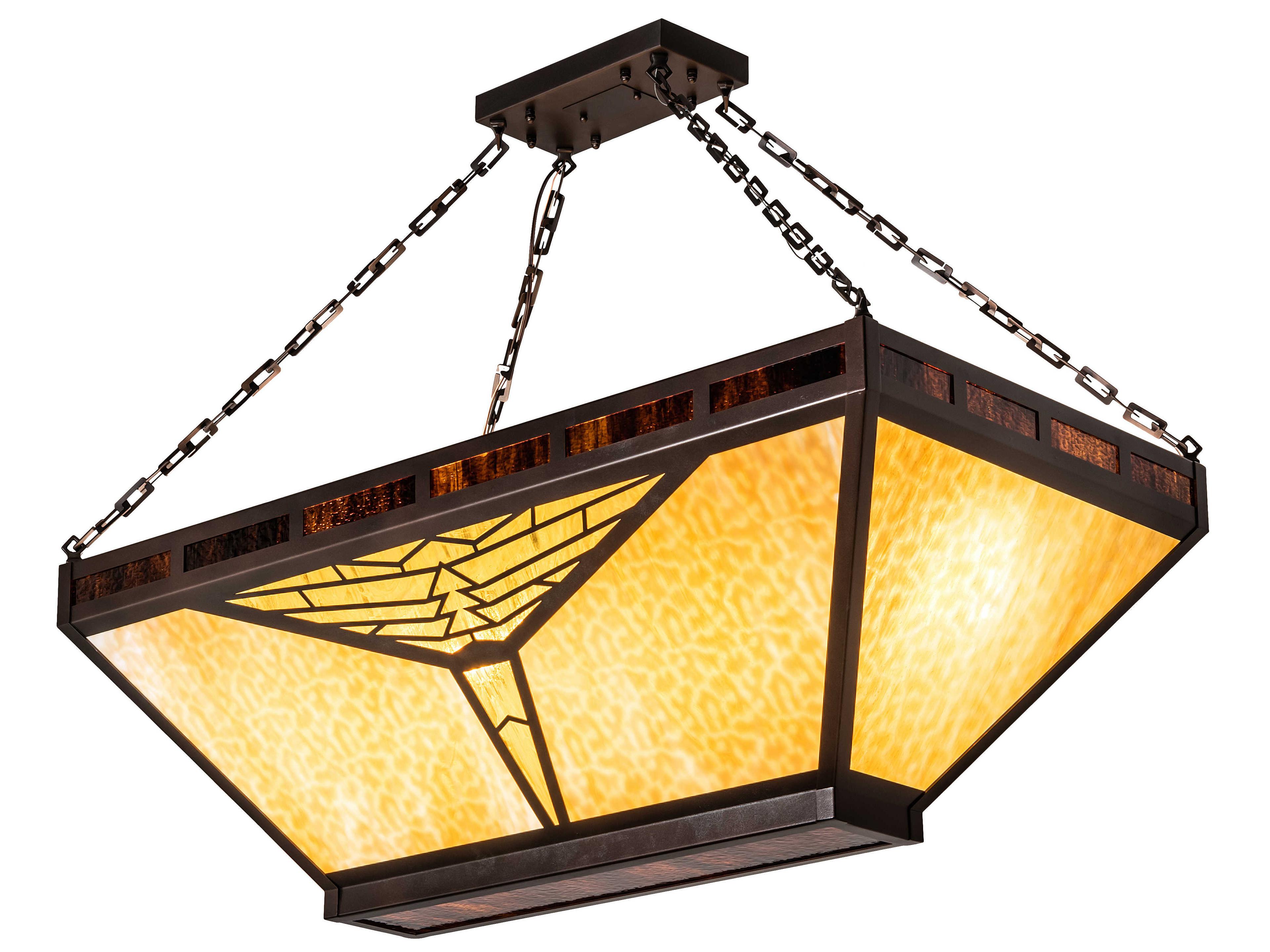 Meyda Nuevo Mission 9-Light Mahogany Bronze Glass Geometric Island Pendant