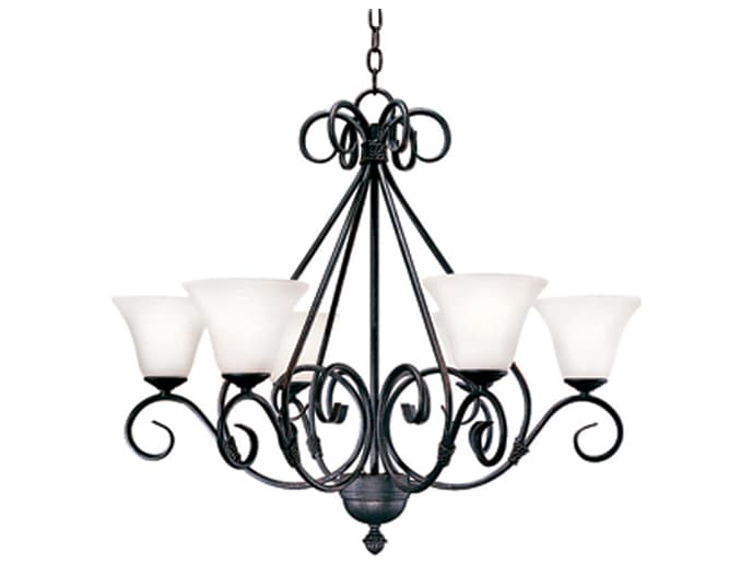 Meyda Olivia 6-Light White Brown Glass Bell Chandelier