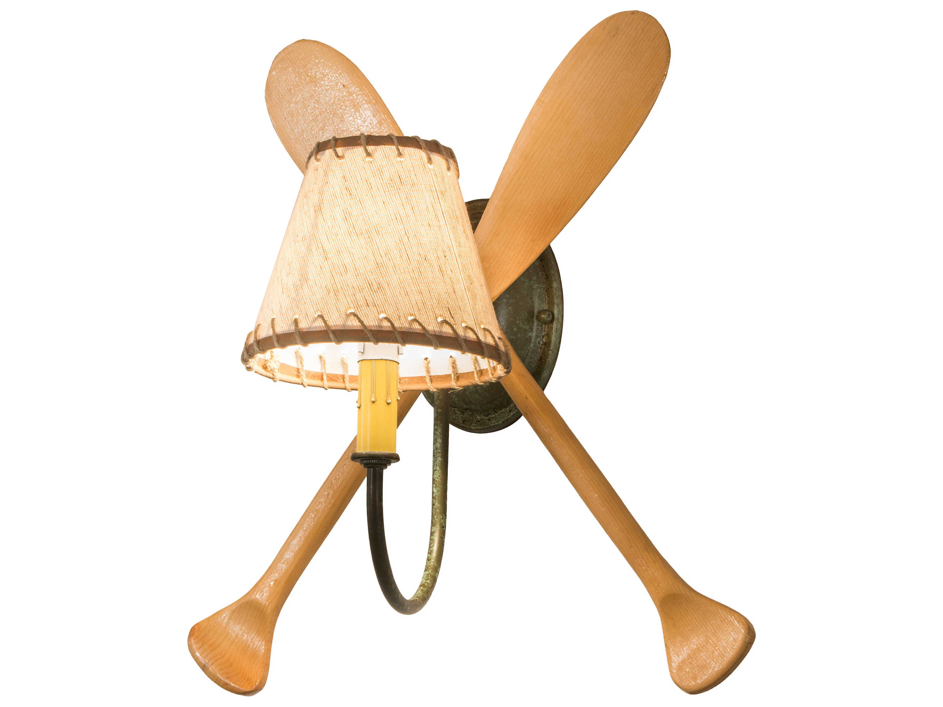 Meyda Paddle 1-Light Natural Wood Tarnished Copper Brown Wall Sconce