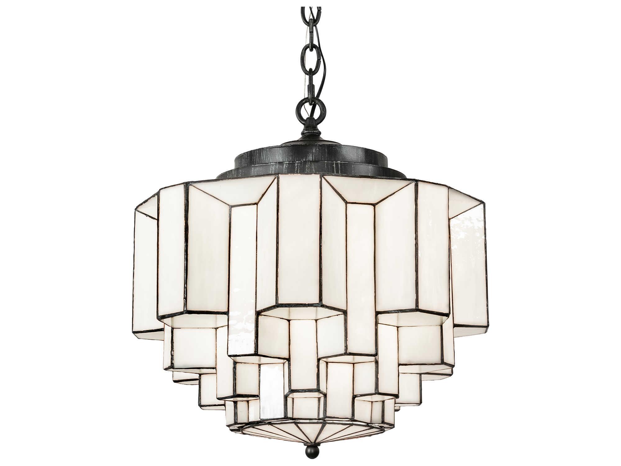 Meyda Paramount 1-Light Black Glass Cylinder Pendant