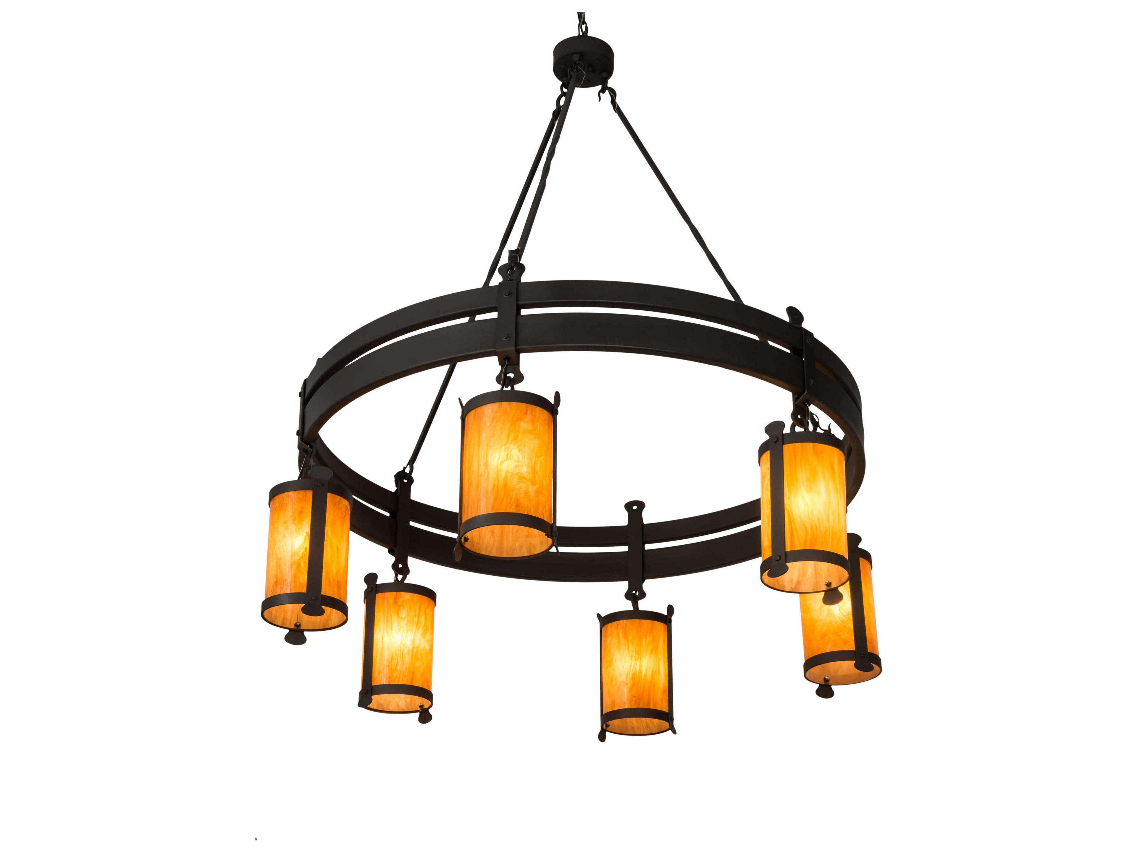 Meyda Beartooth 6-Light Black Glass Cylinder Round Pendant
