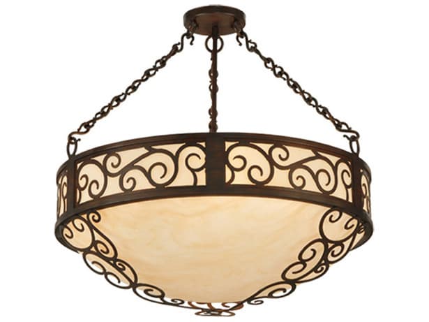 Meyda Lilliana 4-Light Rustic Iron Brown Bowl Pendant