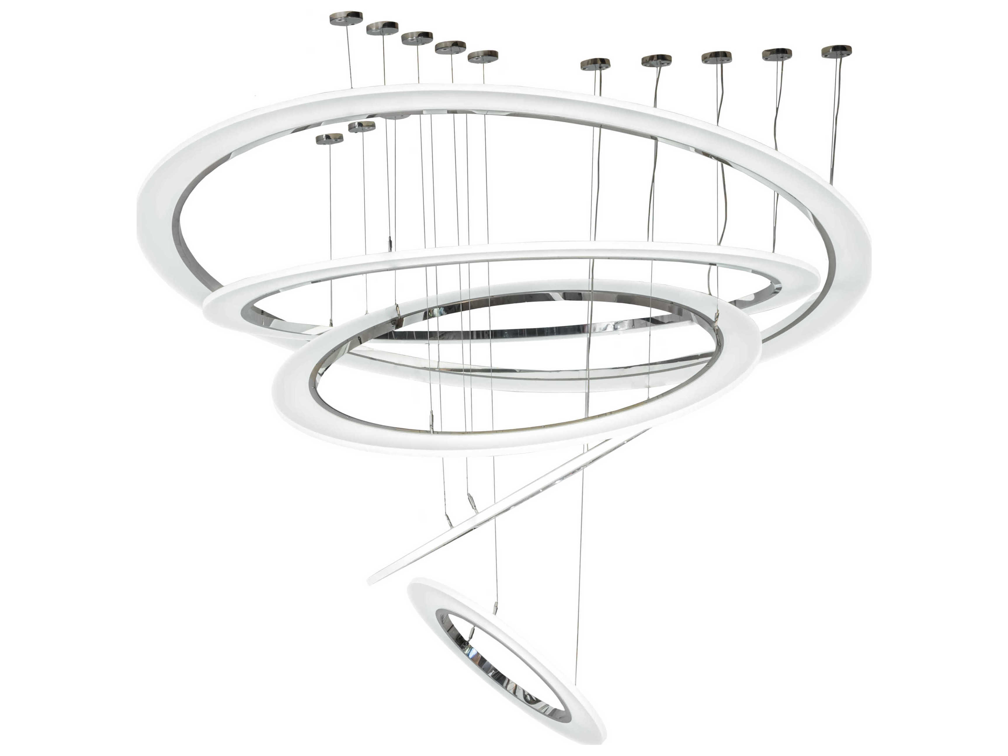 Meyda Anillo Led Steel Glass Round Tiered Pendant