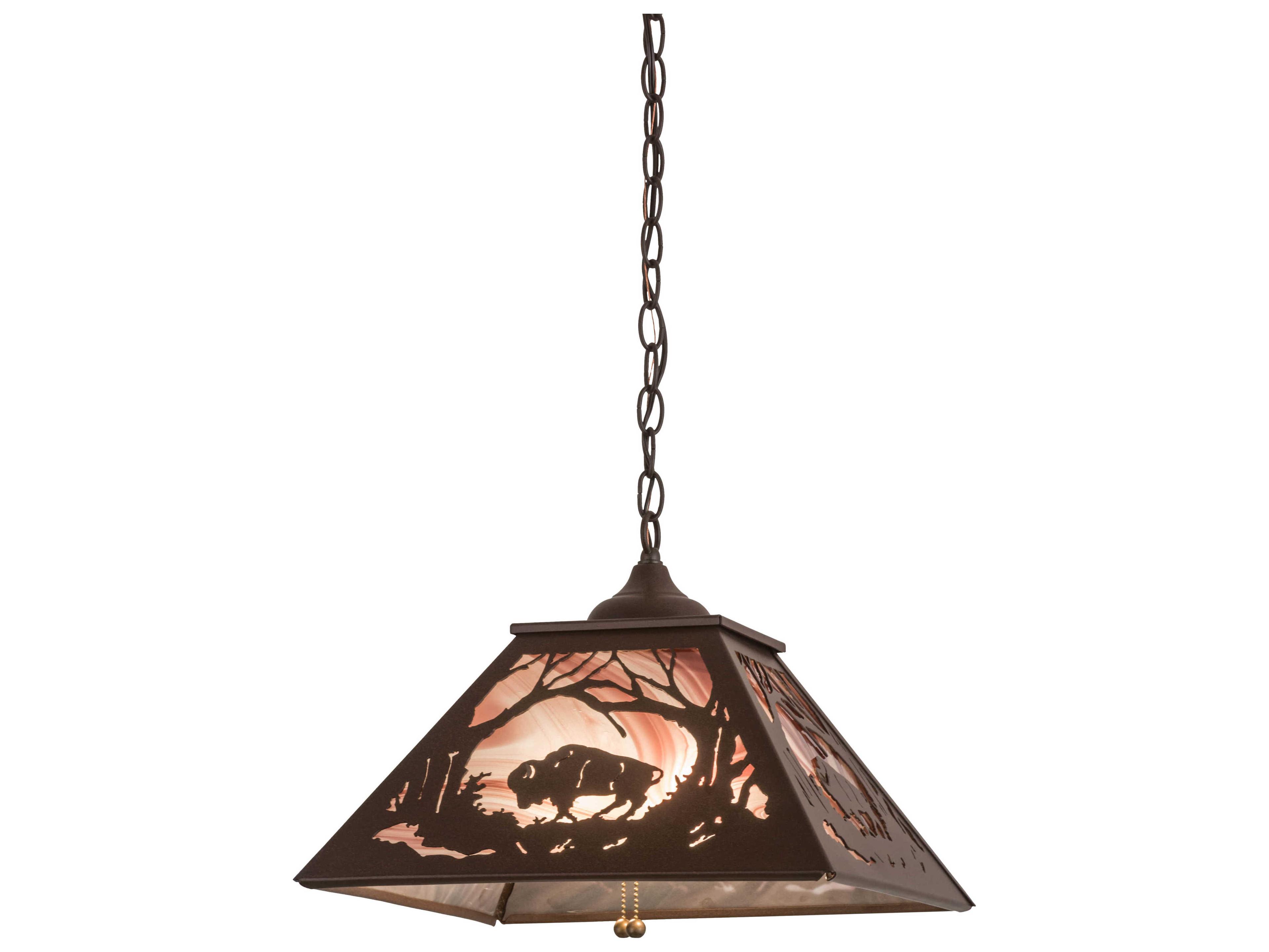 Meyda Buffalo 2-Light Brown Glass Pendant