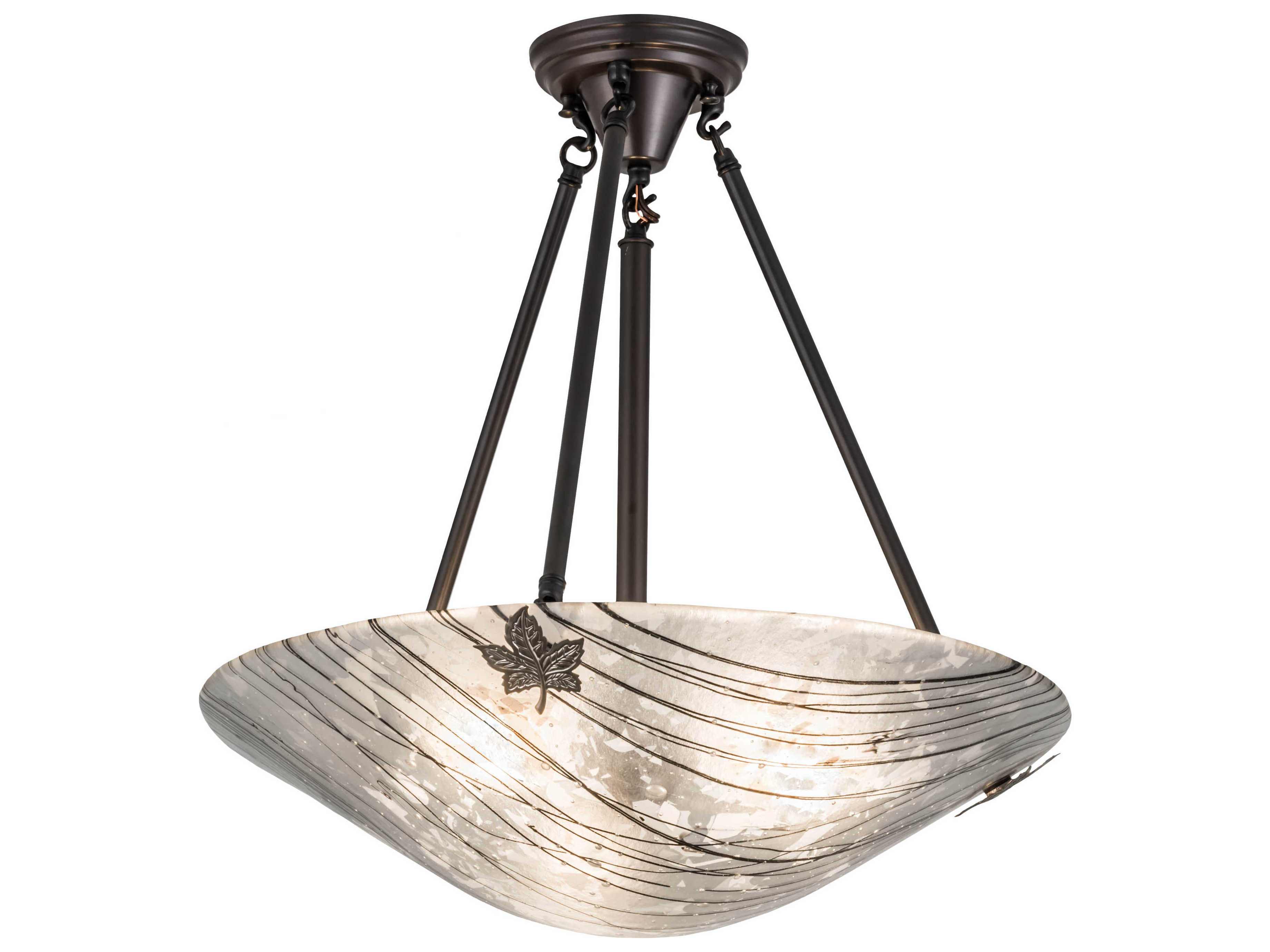 Meyda Metro Fusion 3-Light Black Glass Bowl Pendant