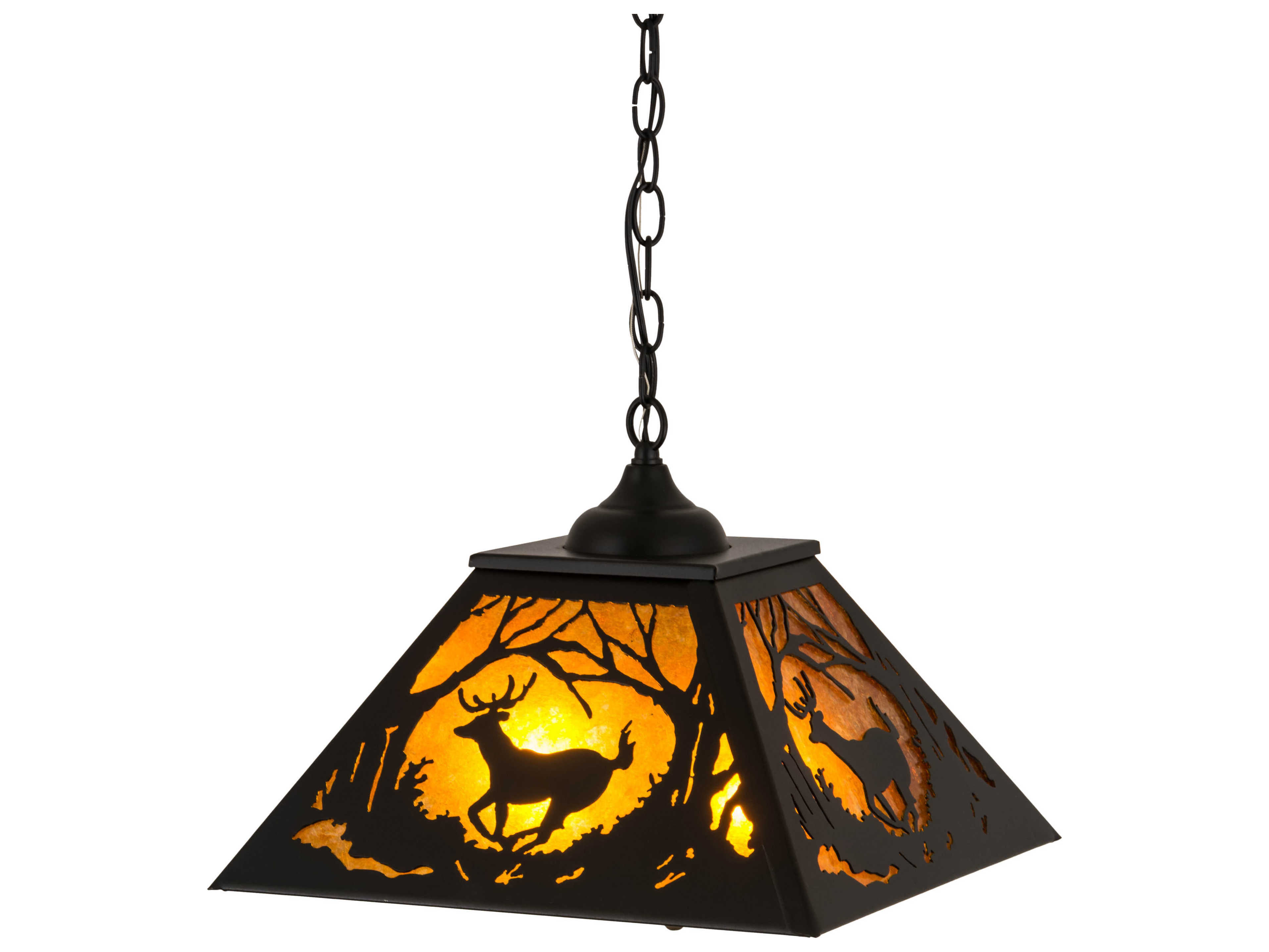 Meyda Deer At Dawn 2-Light Black Glass Pendant