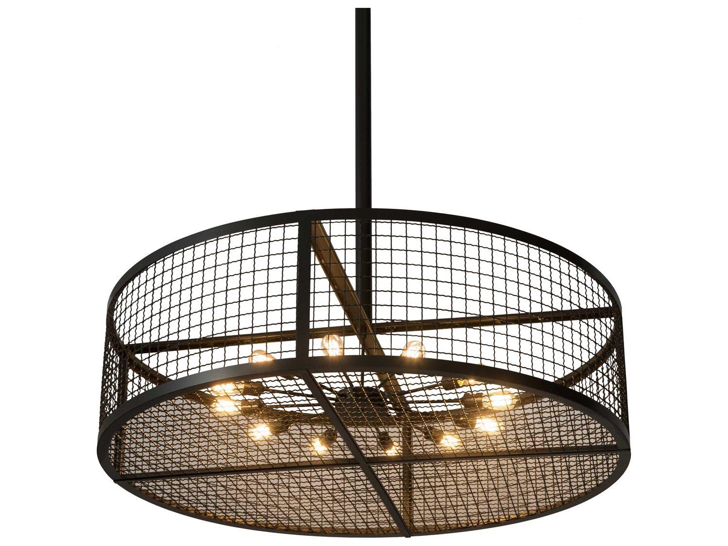 Meyda Paloma Golpe 12-Light Bronze Glass Drum Sputnik Pendant