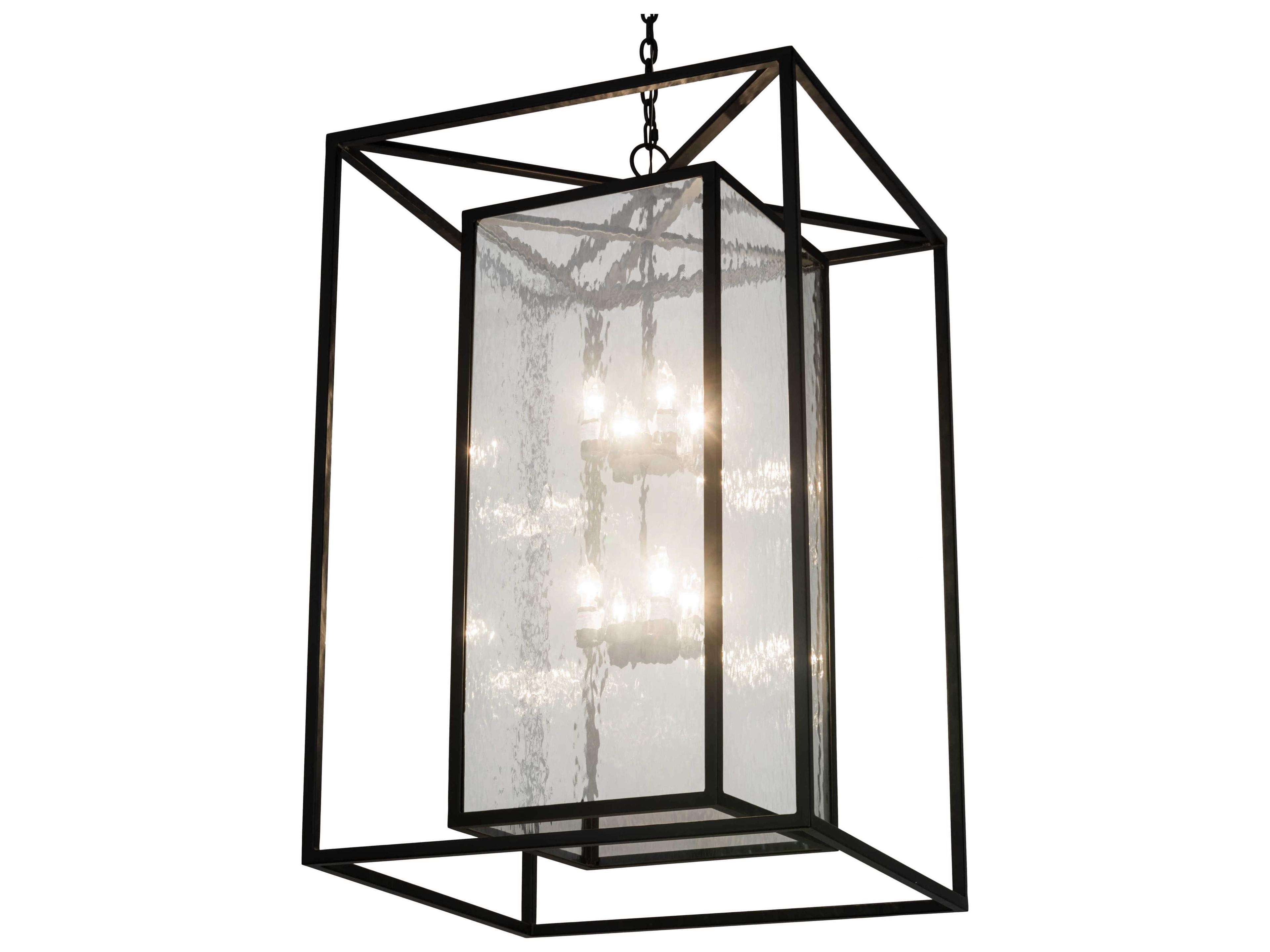 Meyda Kitzi Box 8-Light Black Glass Geometric Tiered Pendant