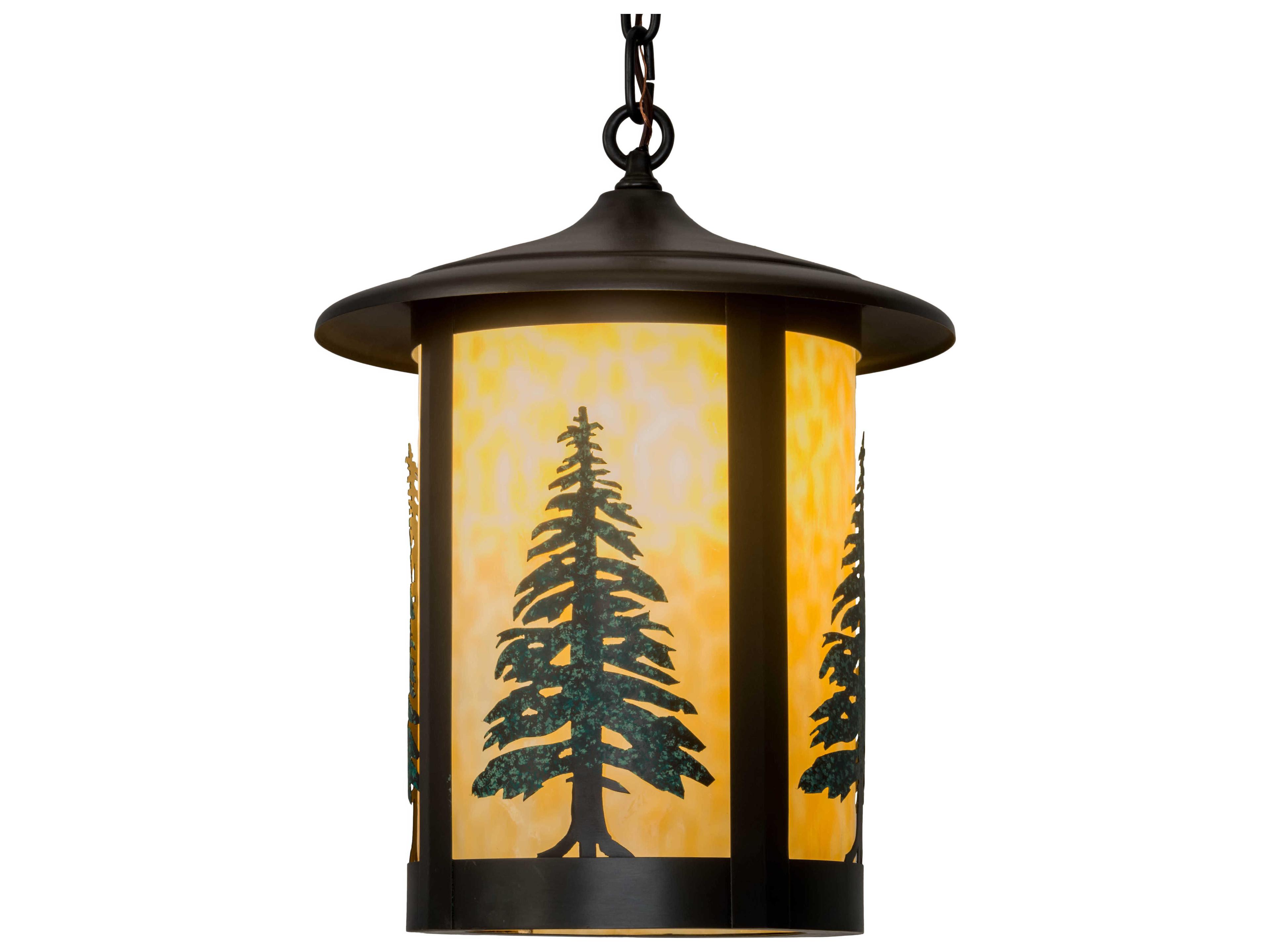 Meyda Fulton Tall Pines 1-Light Brown Glass Cylinder Pendant