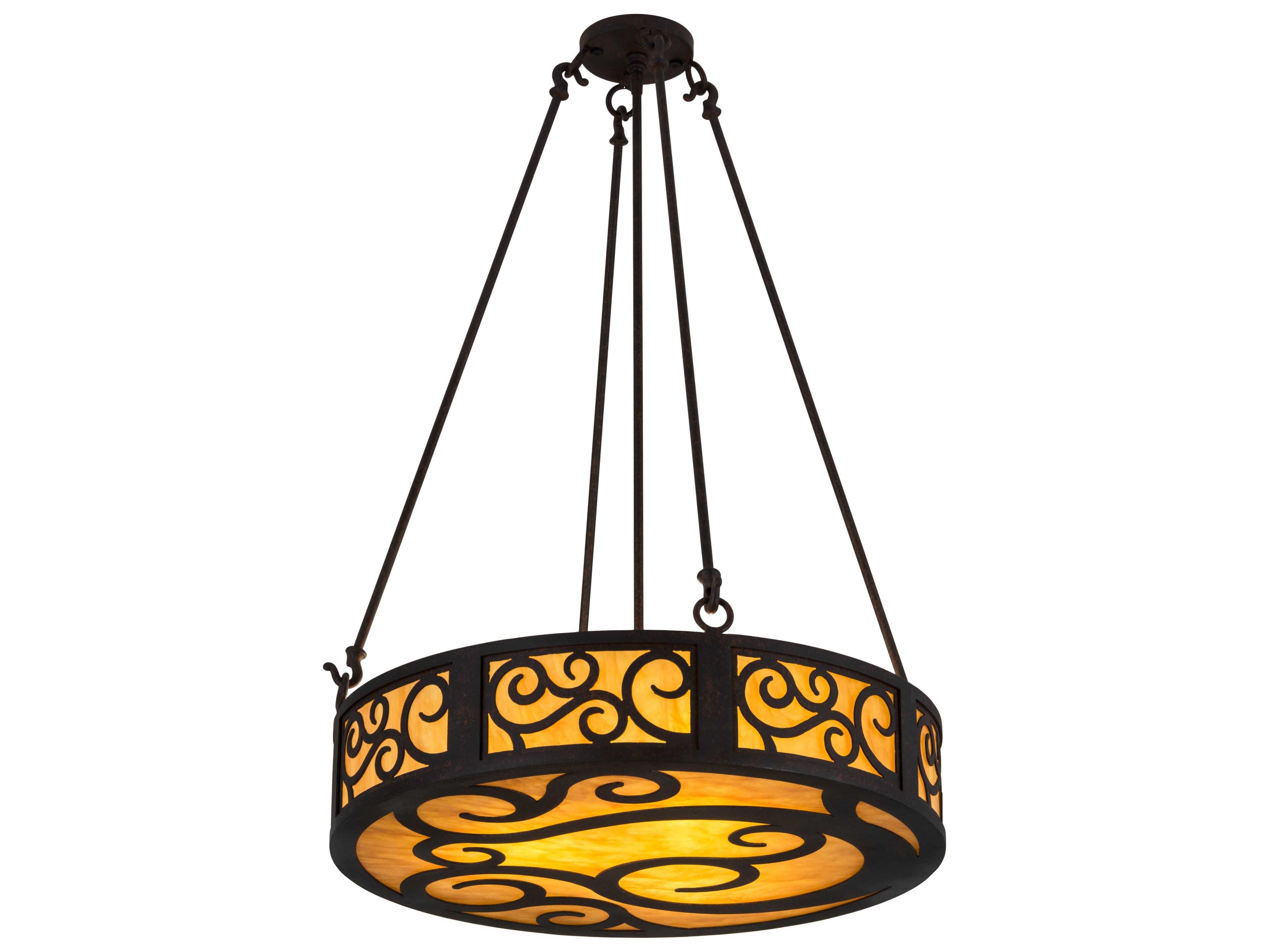 Meyda Dean 3-Light Brown Glass Drum Pendant