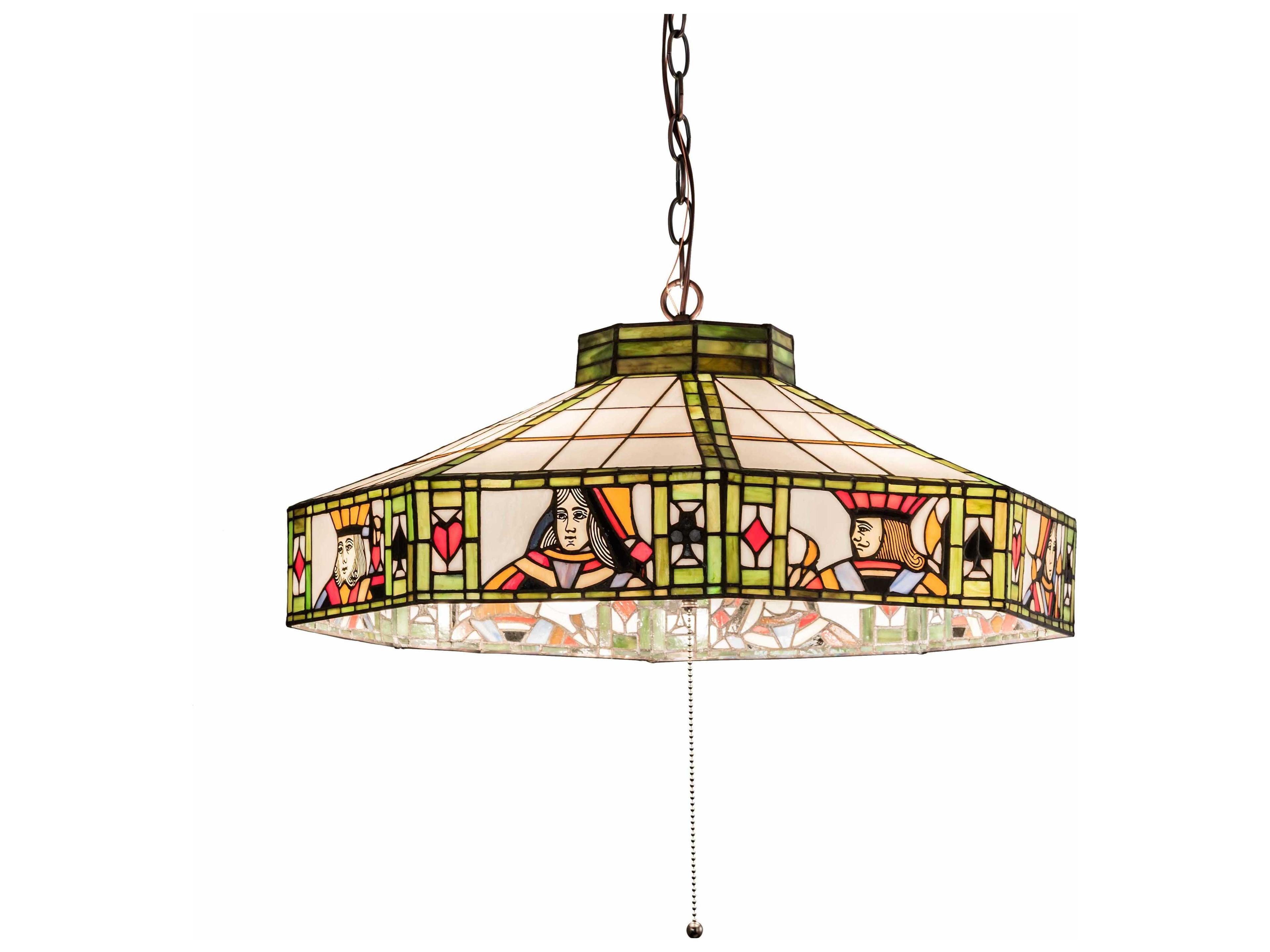 Meyda Poker Face 4-Light Green Glass Tiffany Pendant