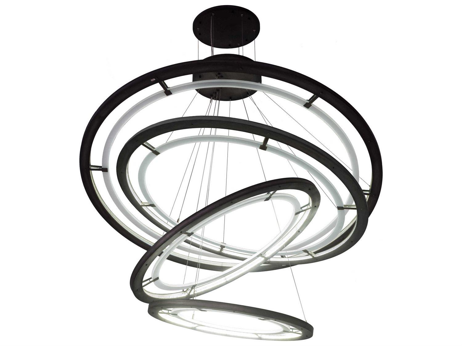 Meyda Anillo Led Steel Glass Round Tiered Pendant