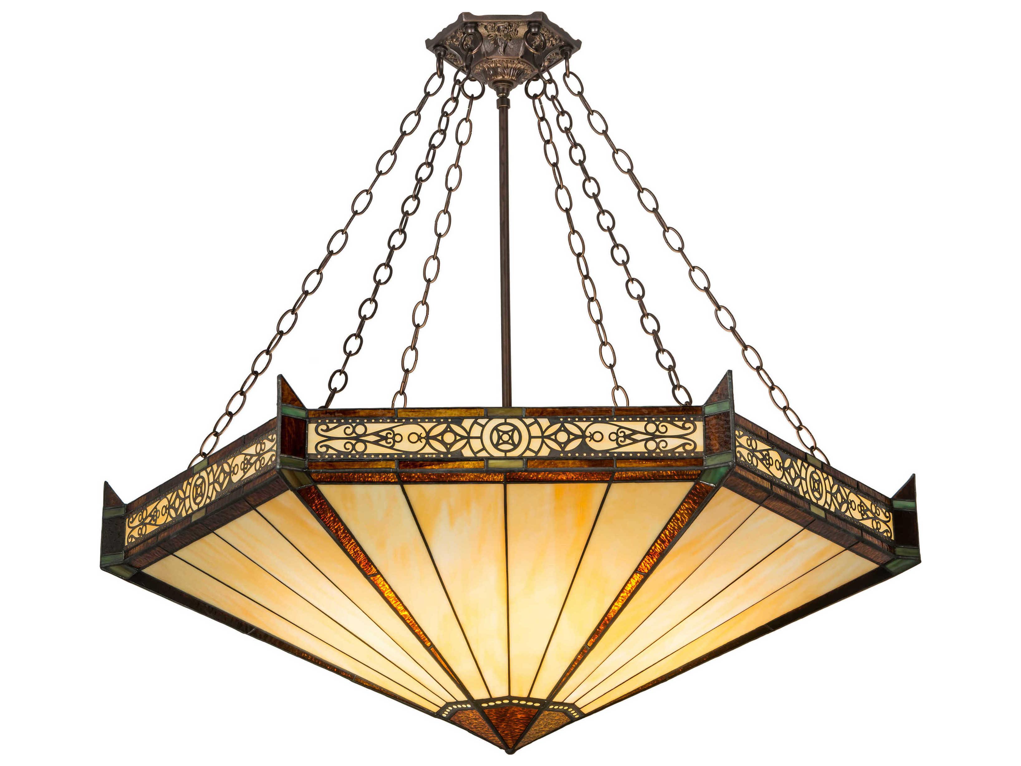 Meyda Peaches 6-Light Bronze Glass Tiffany Pendant