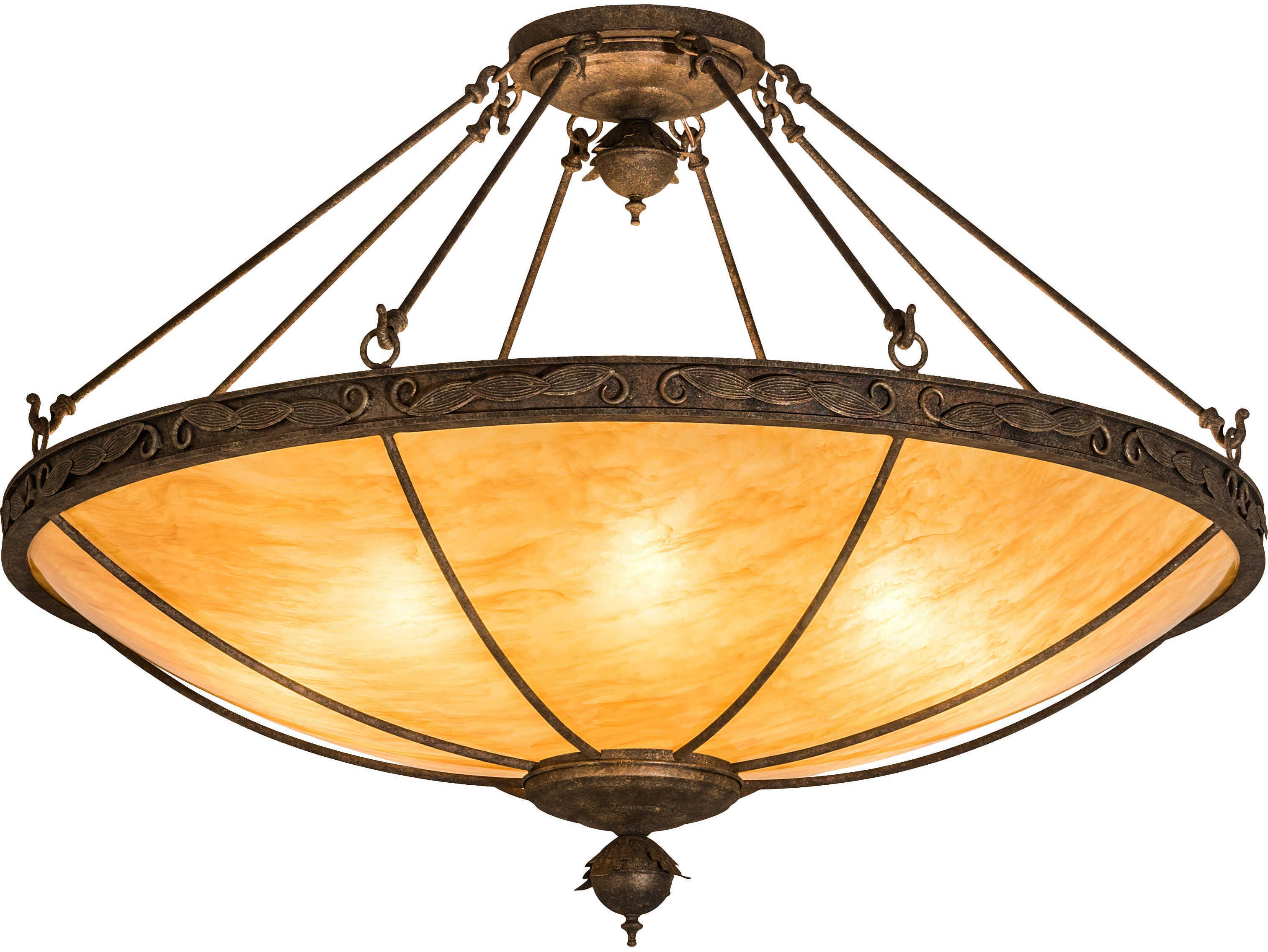 Meyda Arabesque 8-Light Brown Glass Bowl Pendant