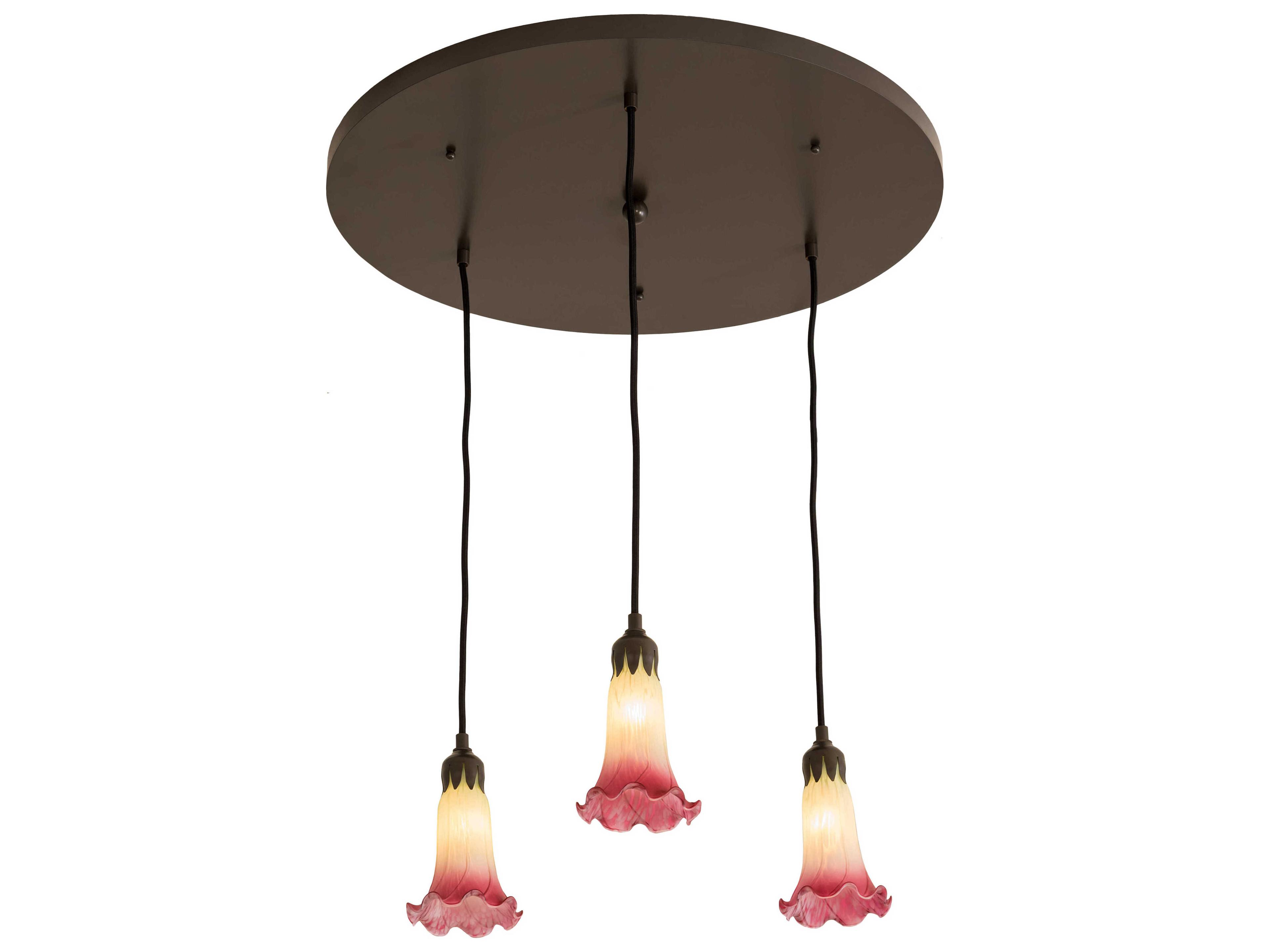 Meyda Pond Lily 3-Light Bronze Glass Pendant