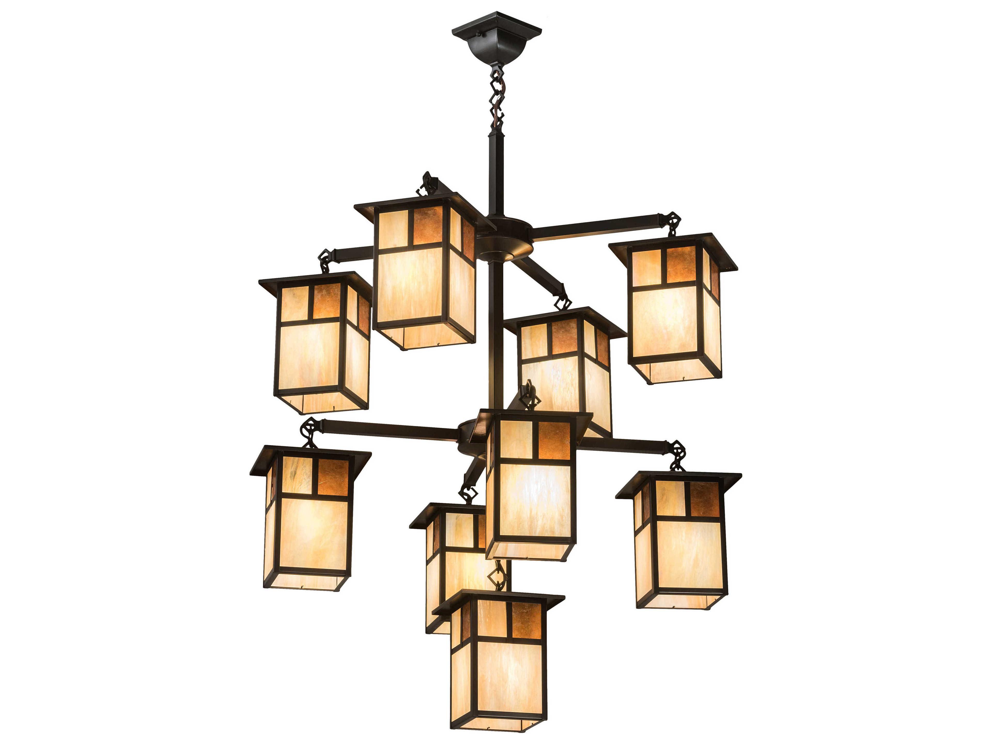 Meyda Hyde Park T Mission 9-Light Brown Glass Tiered Pendant