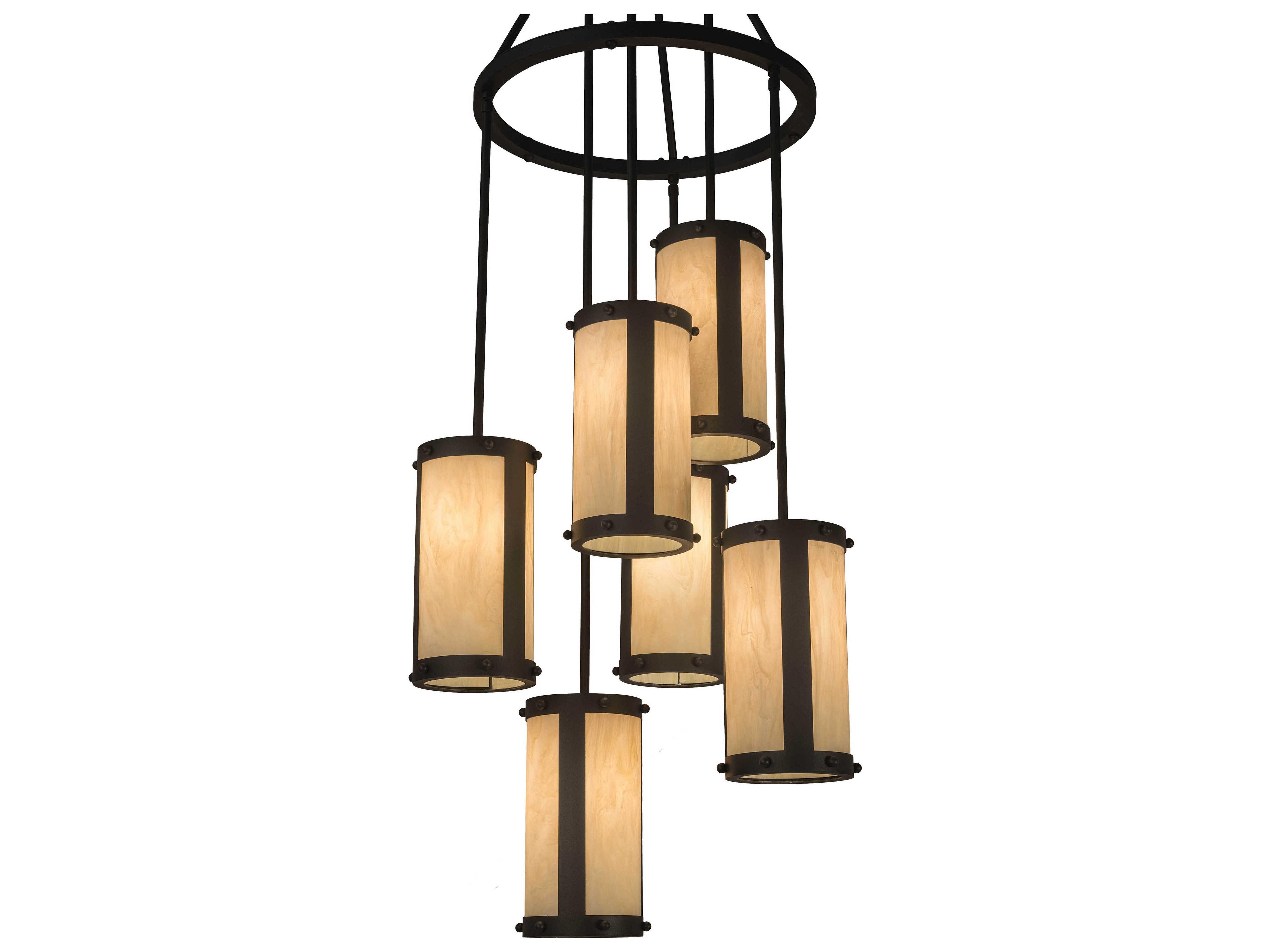 Meyda Cartier 6-Light Black Cylinder Pendant