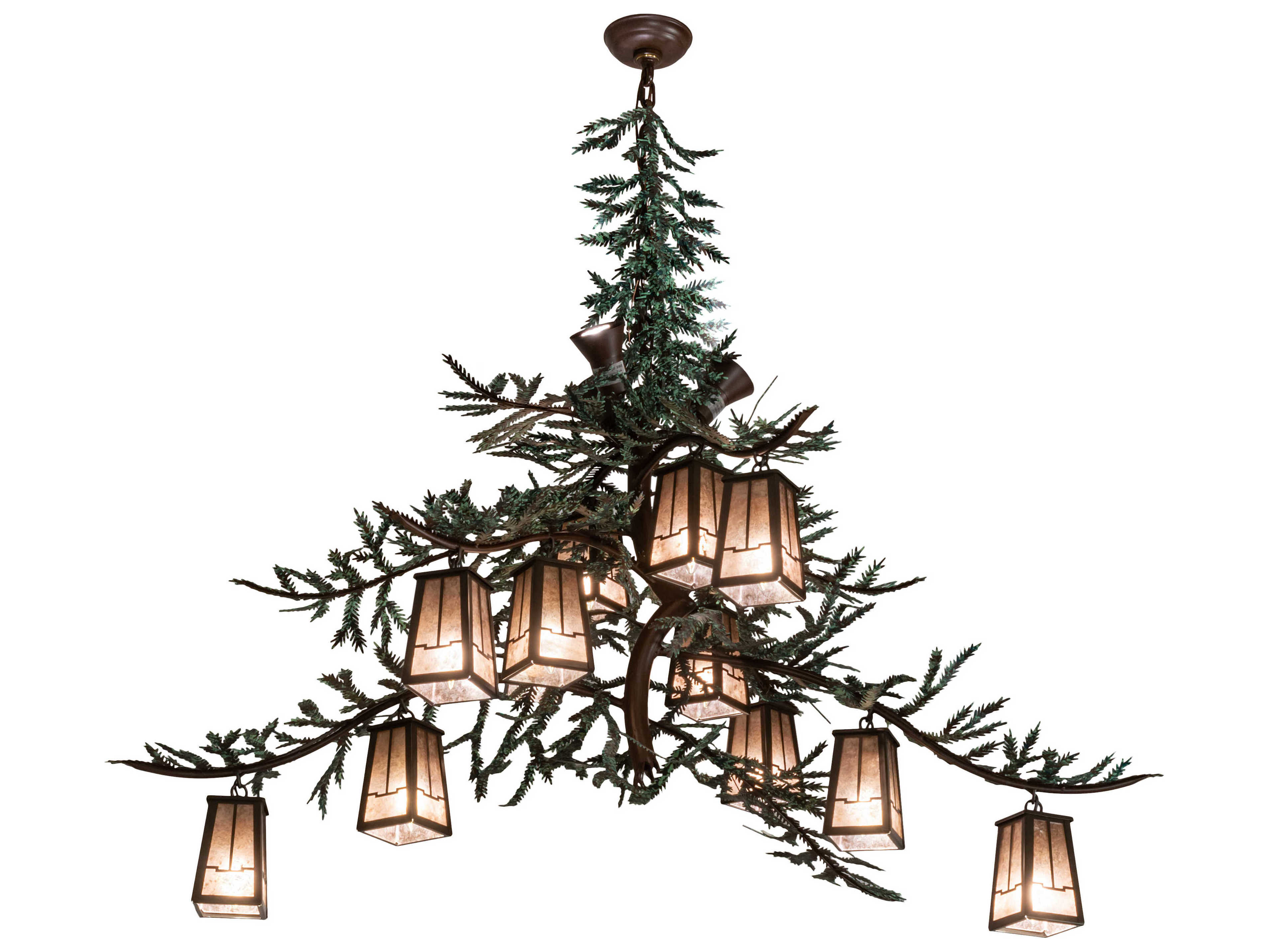Meyda Pine Branch Valley View 12 3-Light Bronze Lantern Chandelier